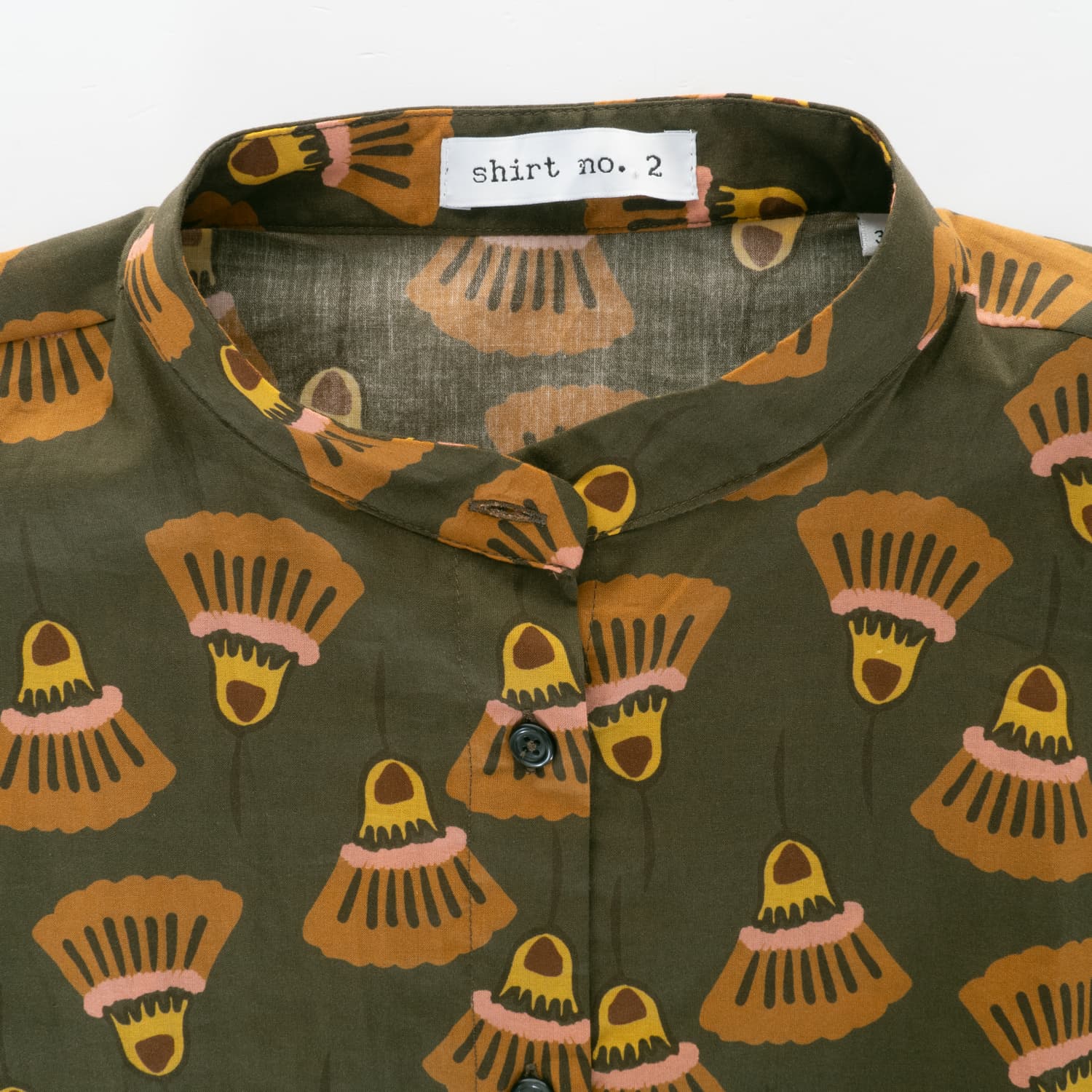 Cotton Blouse Allover Print Olive