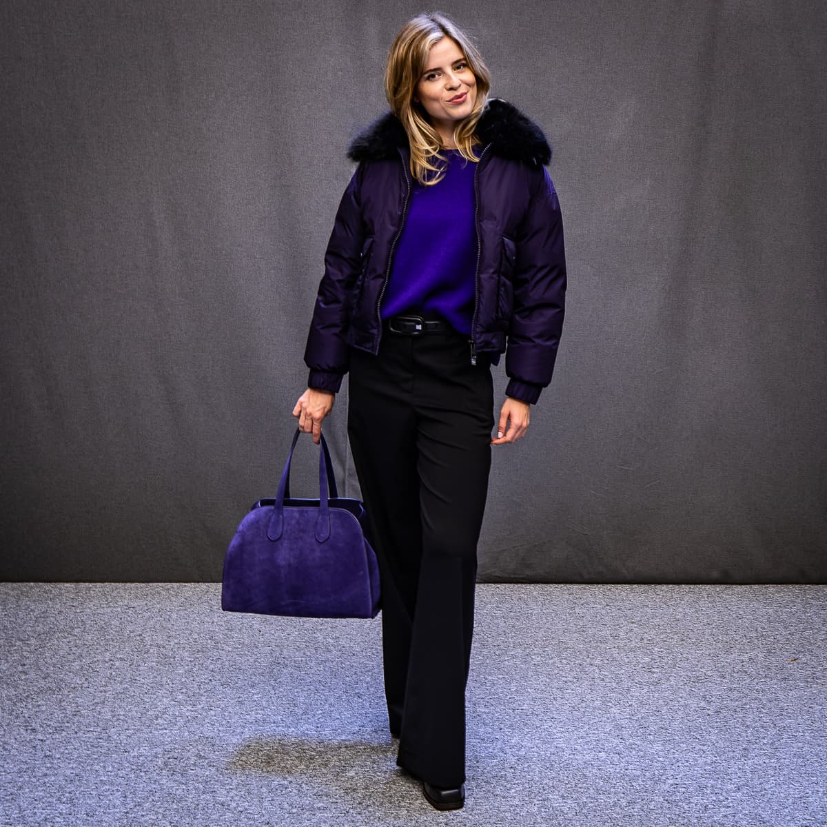 Down Jacket with Faux-Fur Collar