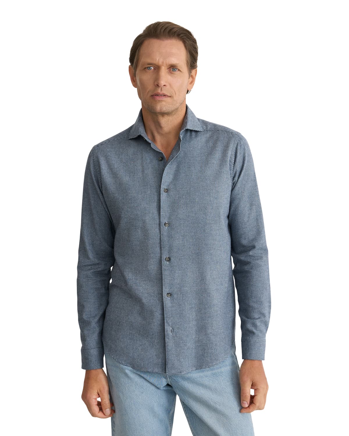 Casual Houndstooth Flannel Shirt