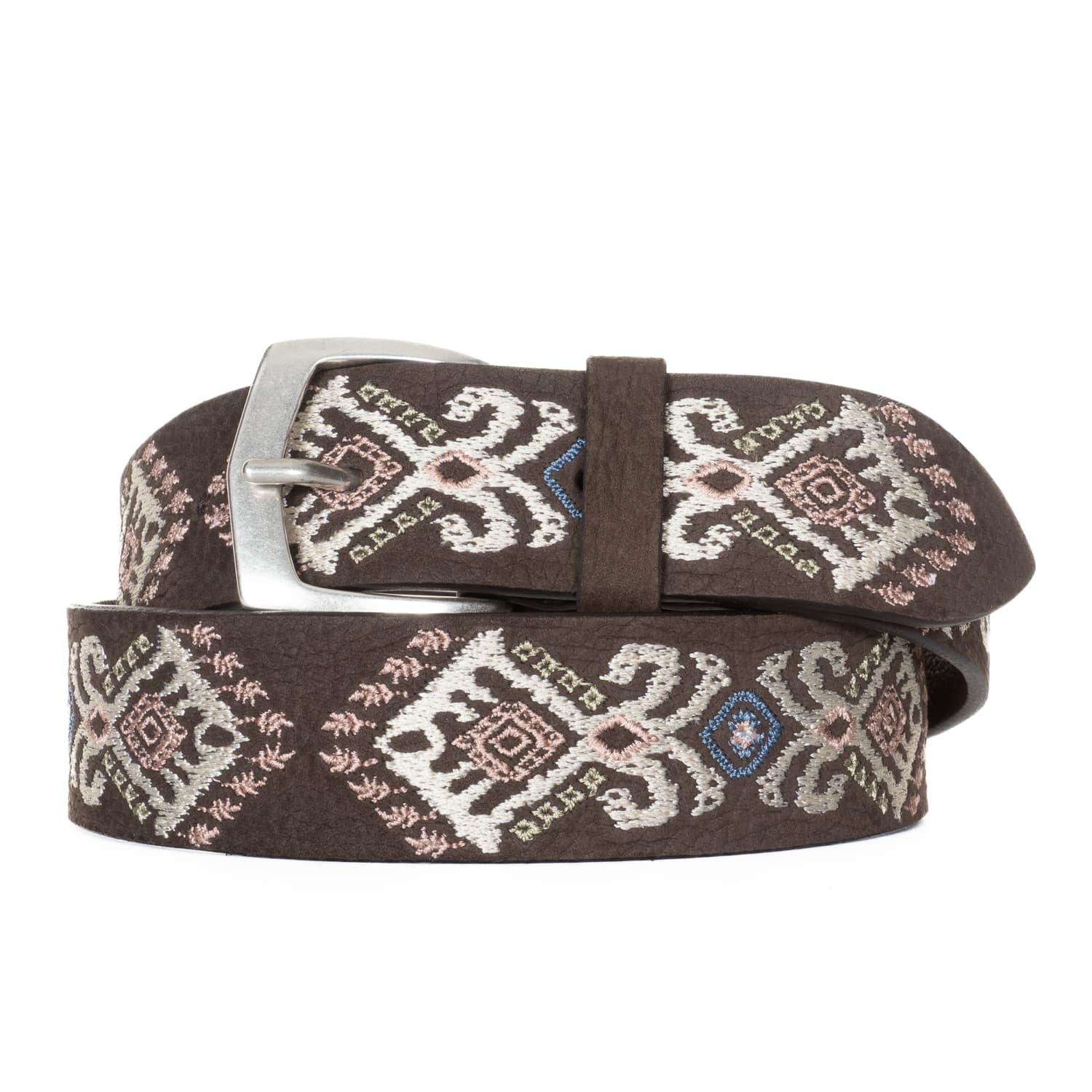 Embroidered Suede Belt