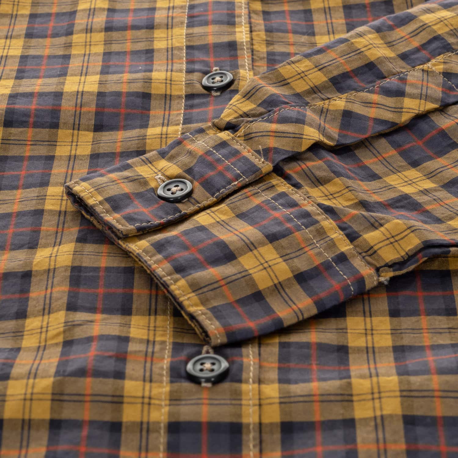 Cotton Blouse Stand Collar Checkered