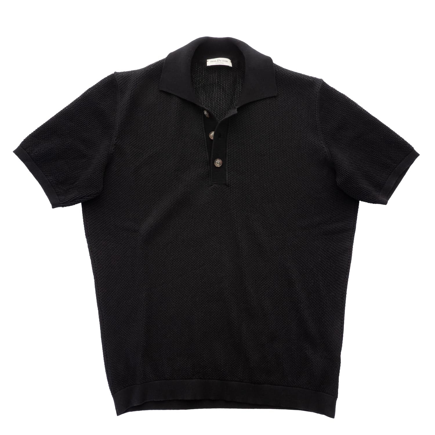 Cotton Crochet Knit Polo Shirt