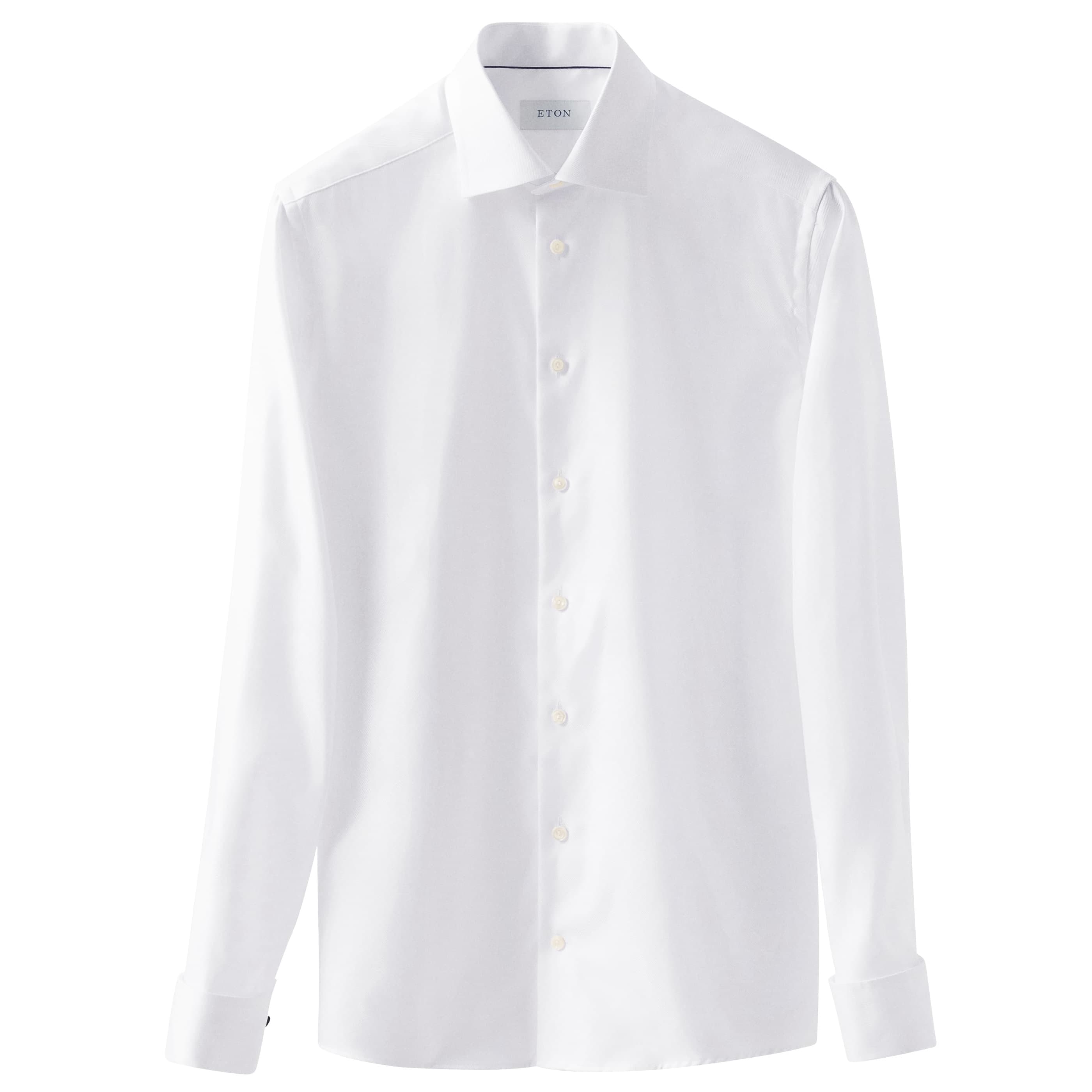 White Structured Twill Shirt with French Cuffs