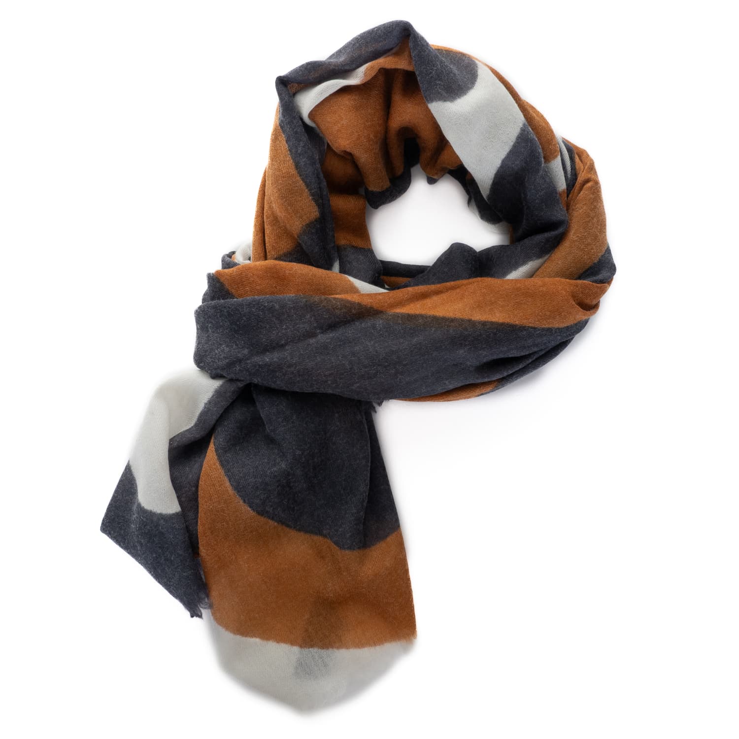 Wool Scarf Dark Grey-Cream