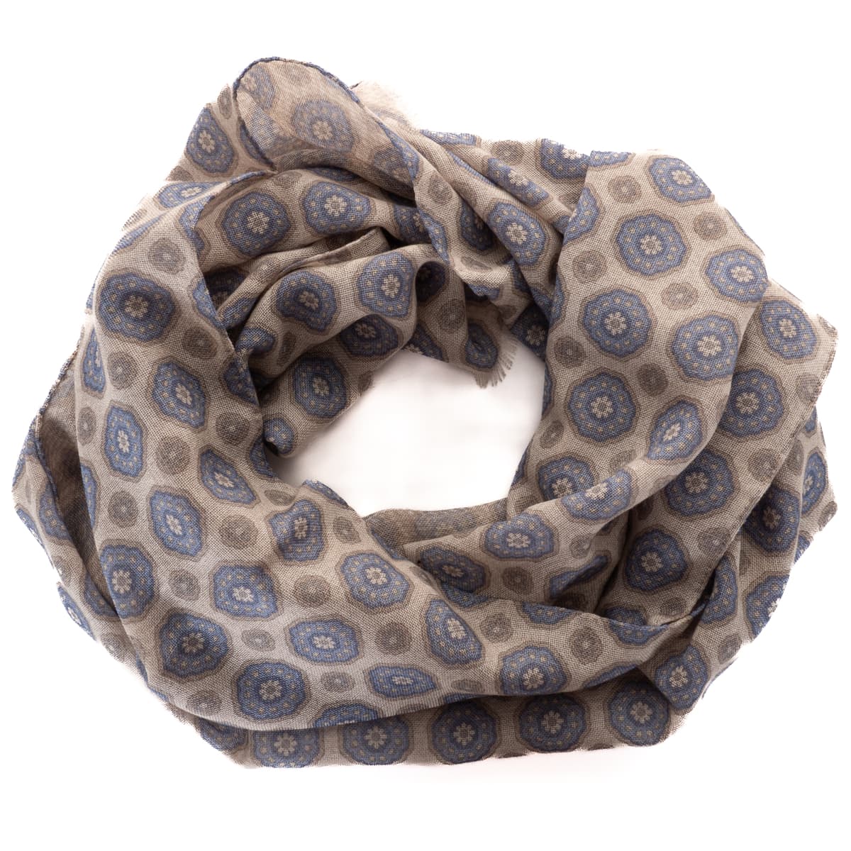 Wool Scarf Beige-Blue