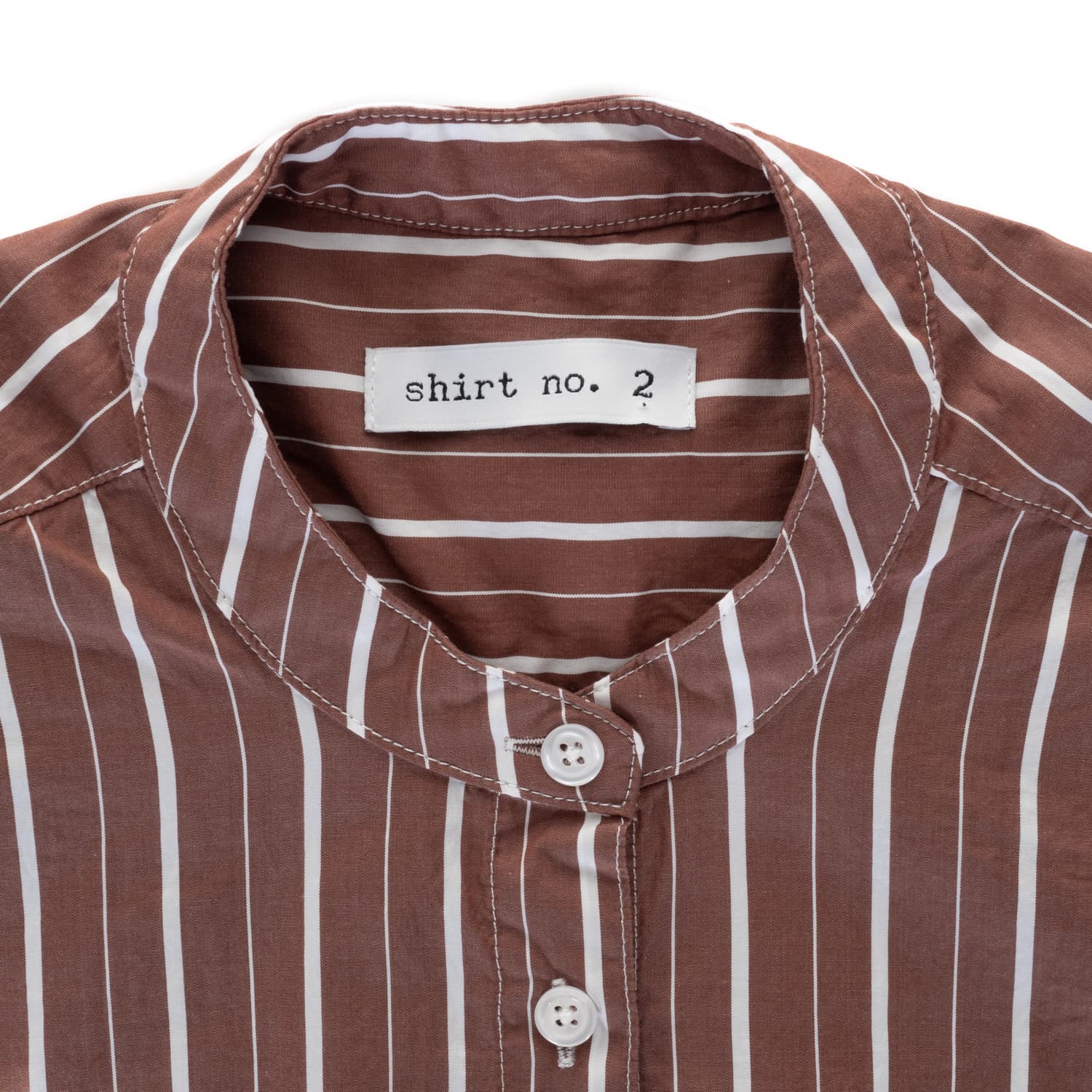 Cotton Blouse Striped with Stand Collar