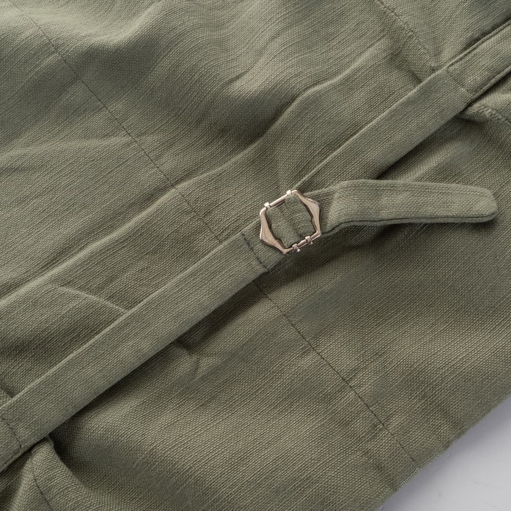 Waistcoat olive cotton linen
