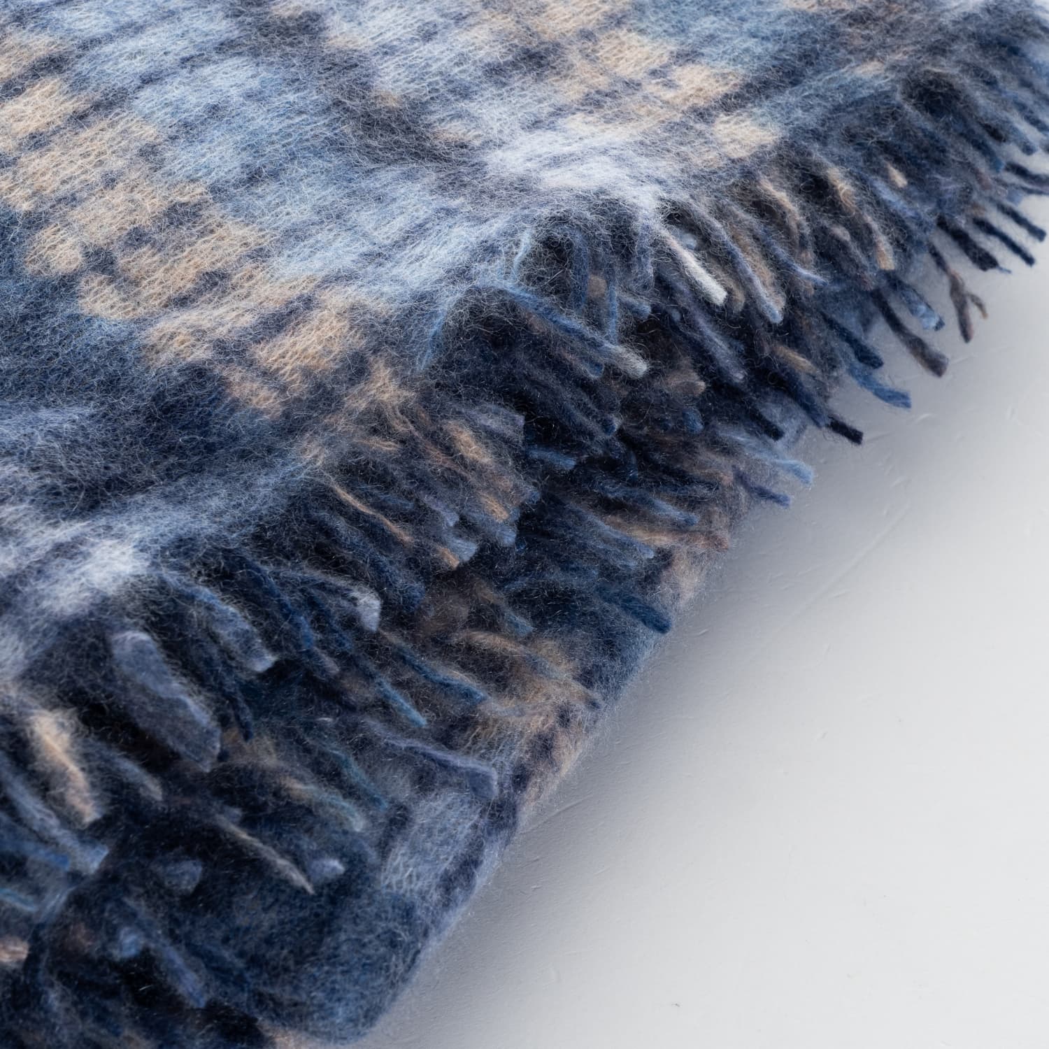 Oversized Cashmere Scarf Blue Check