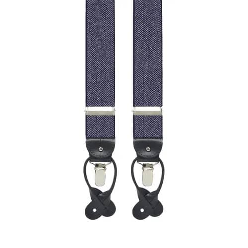 Herringbone Suspenders with Leather Details