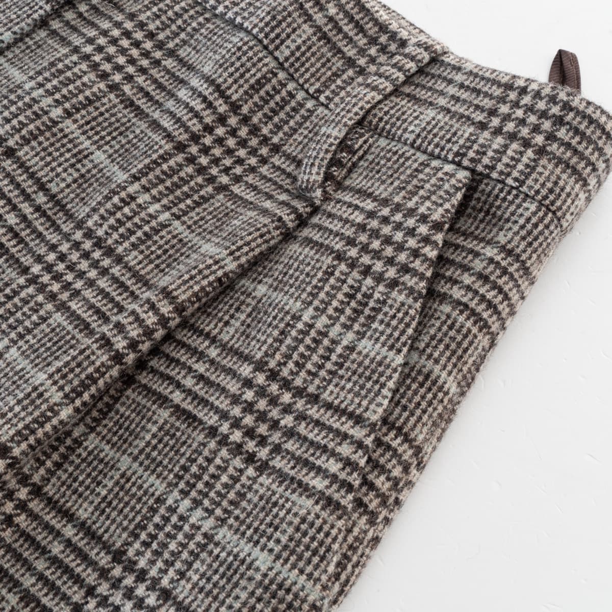 Kiltie Wide Leg Trousers Ginger Beige Checked