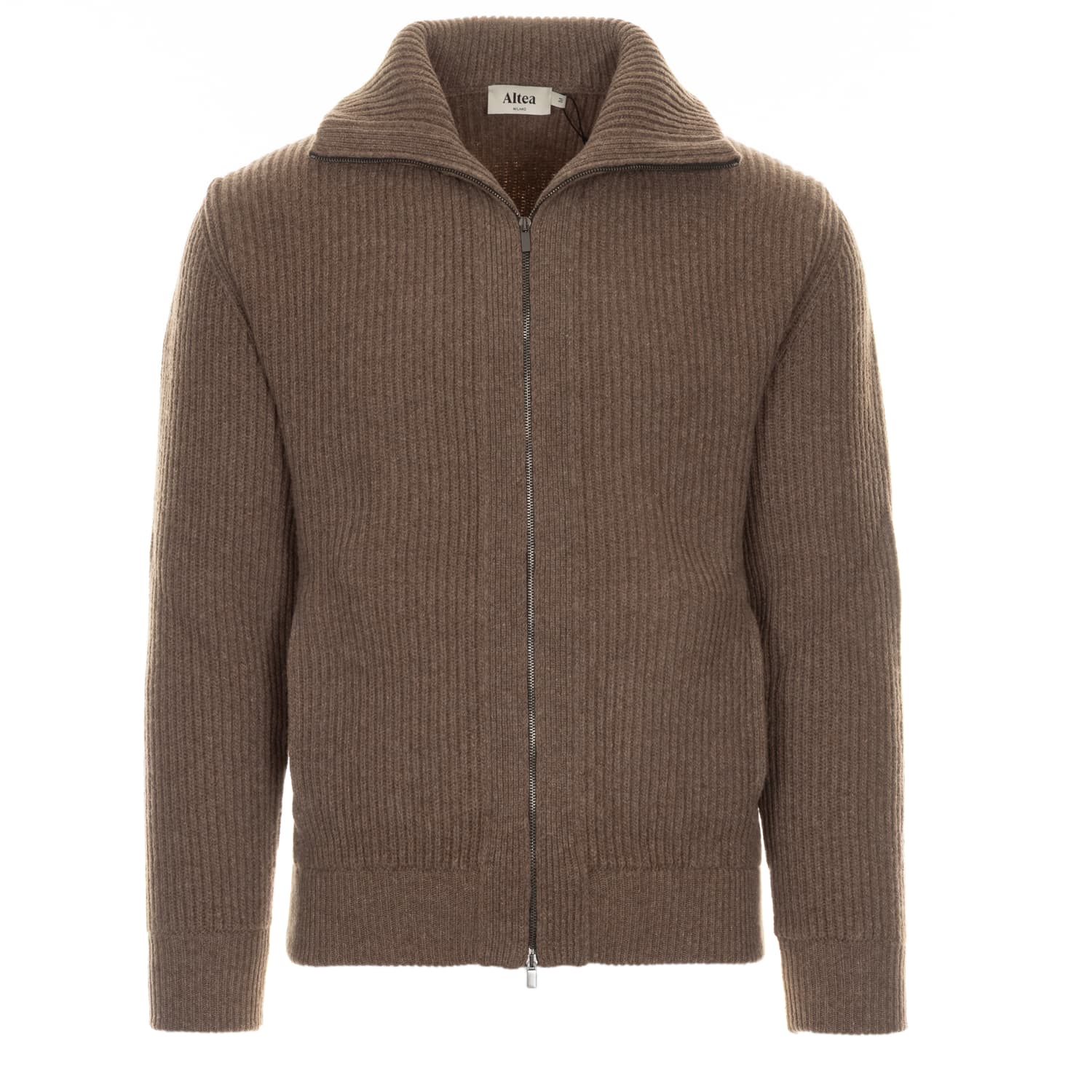 Ribbed Wool Cardigan with Zip