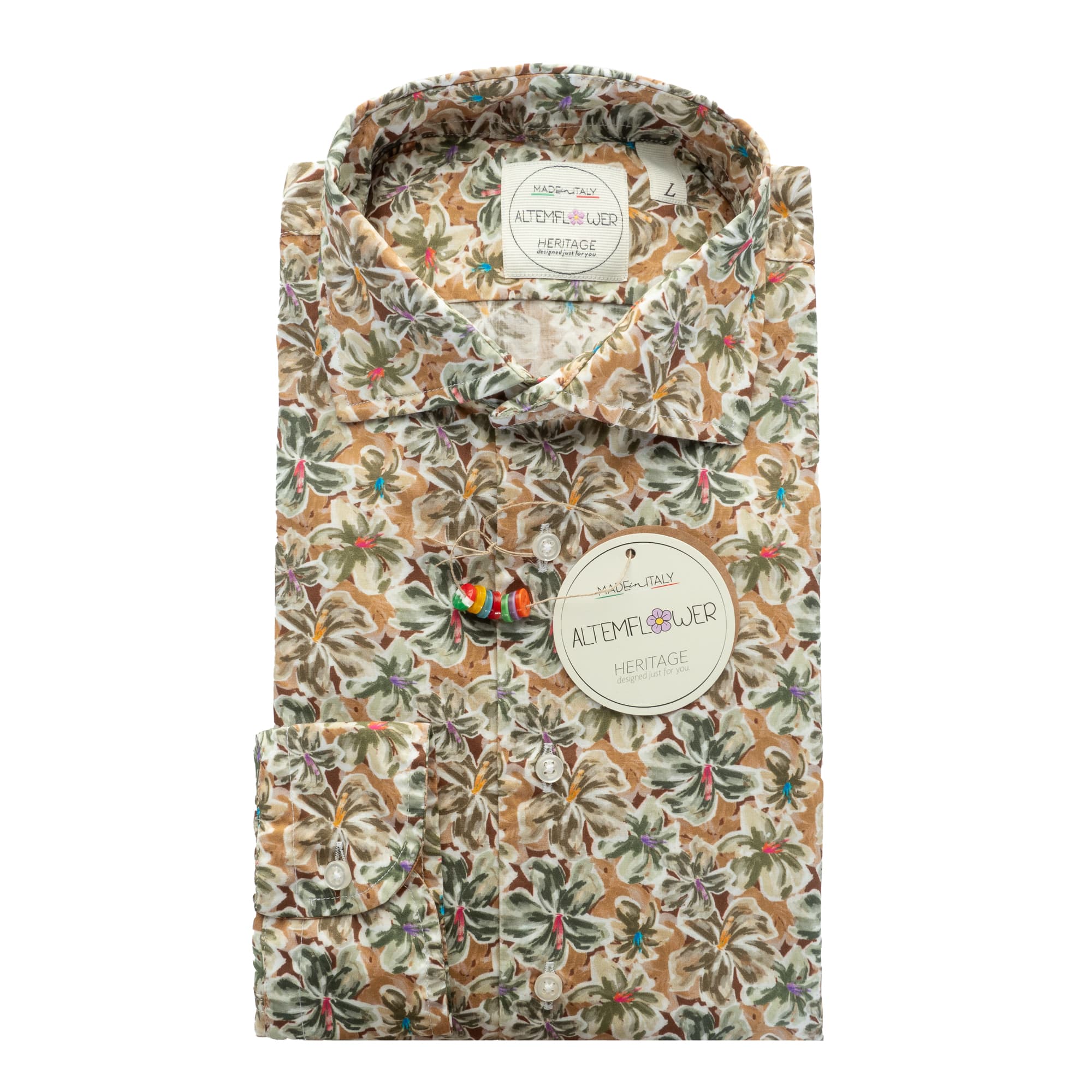 Shirt Positano Floral Green-Brown Shirt Positano Floral Green-Brown