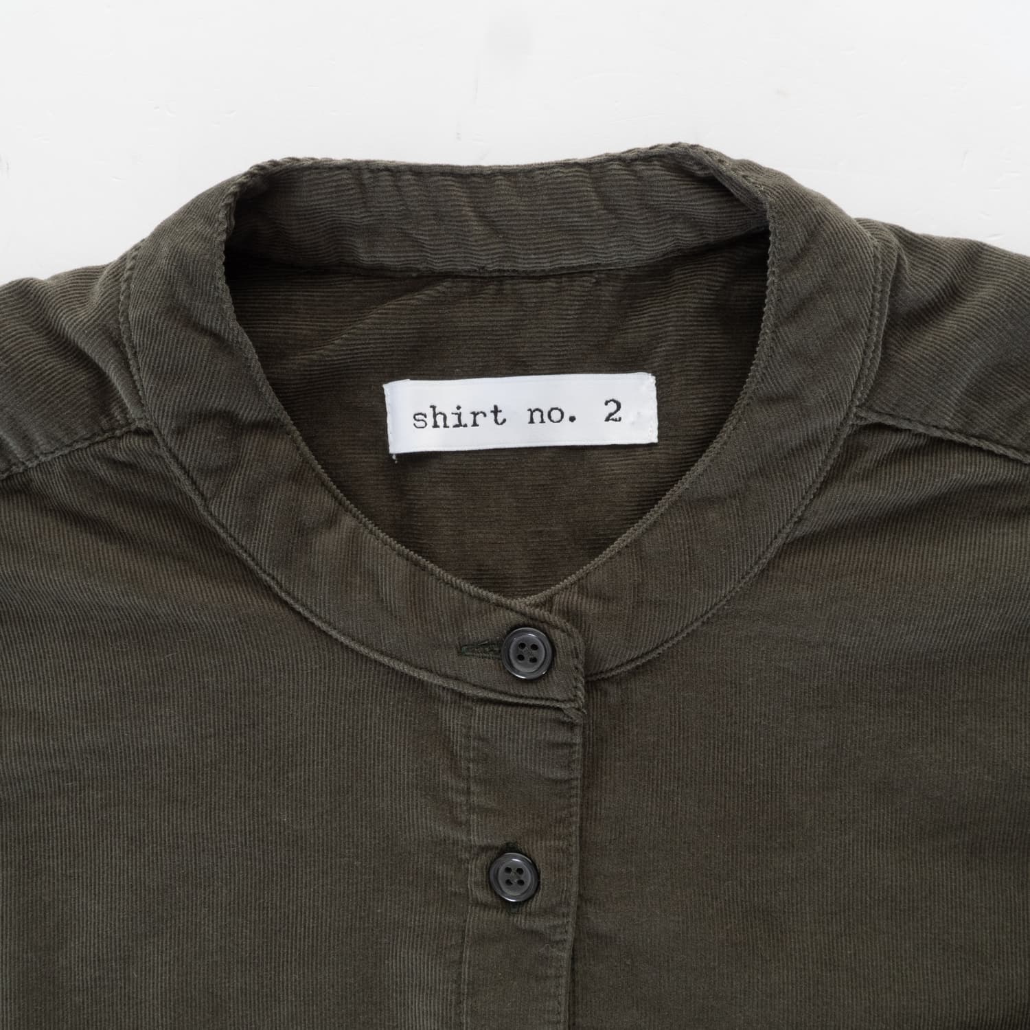 Fine Corduroy Blouse with Stand Collar