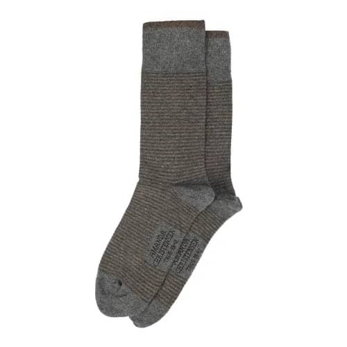 Striped Cotton Blend Socks Brown-Grey