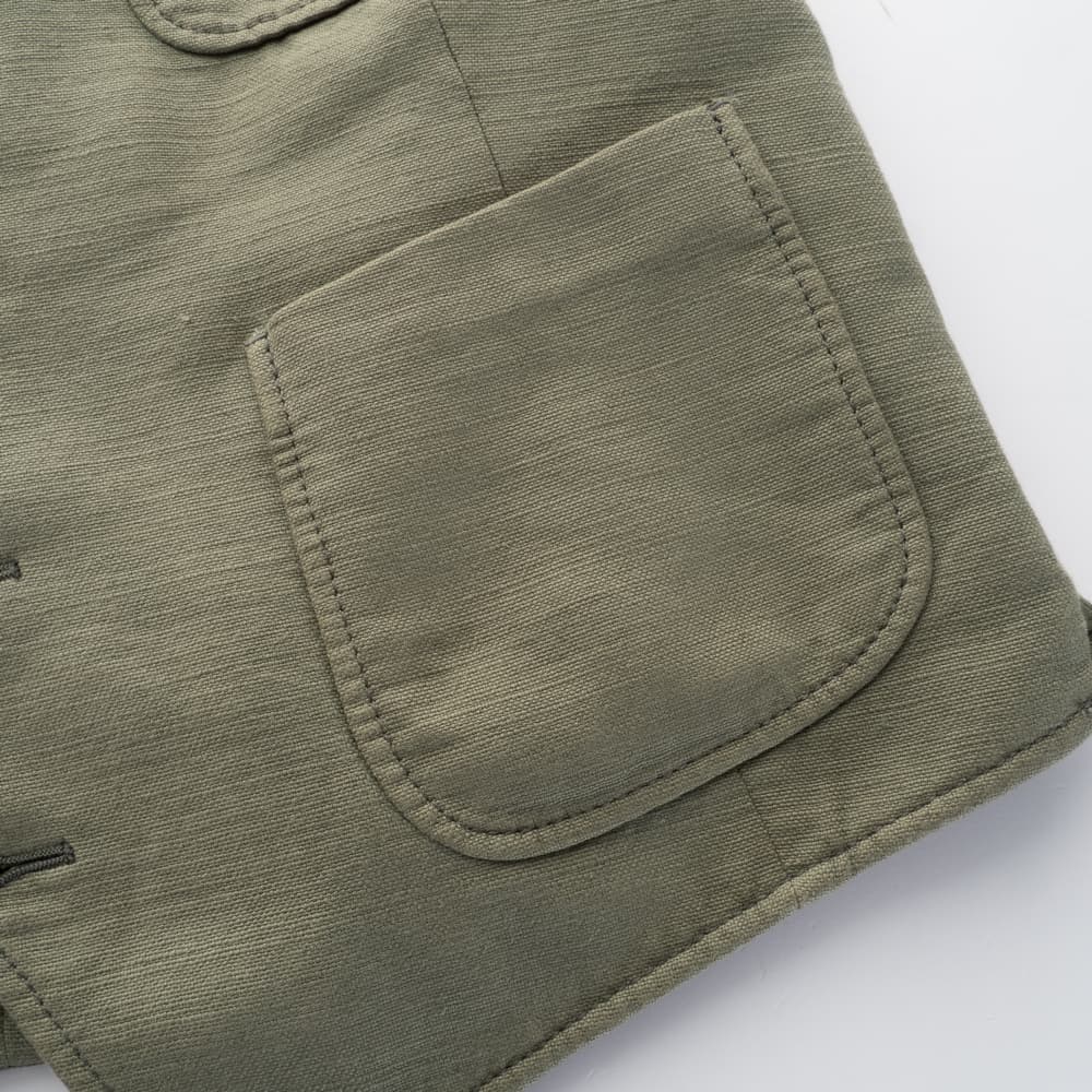Waistcoat olive cotton linen