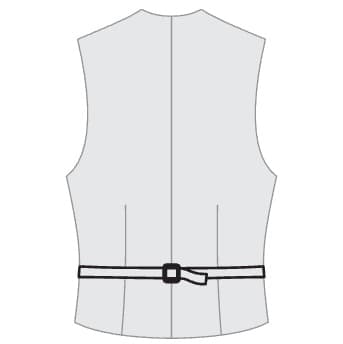 Back with lining, with fastening, without fabric cut-out