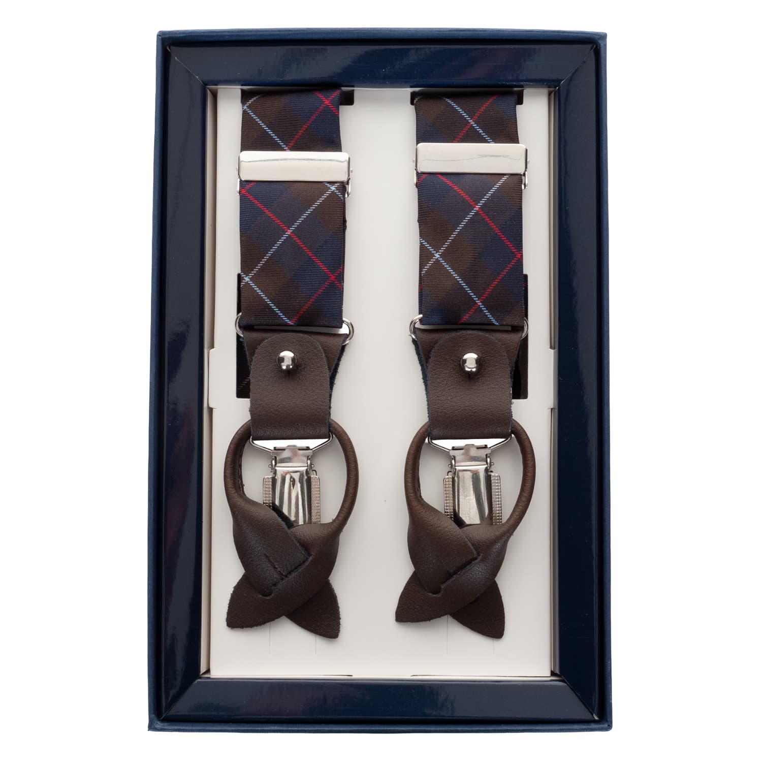 Suspenders Silk Dark Brown-Blue