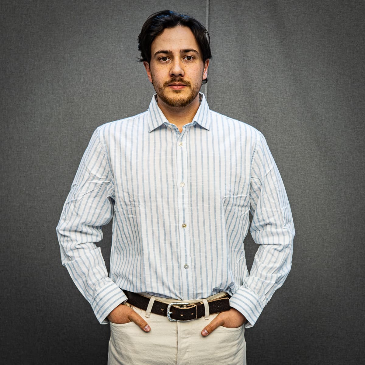 Blue and white striped shirt
