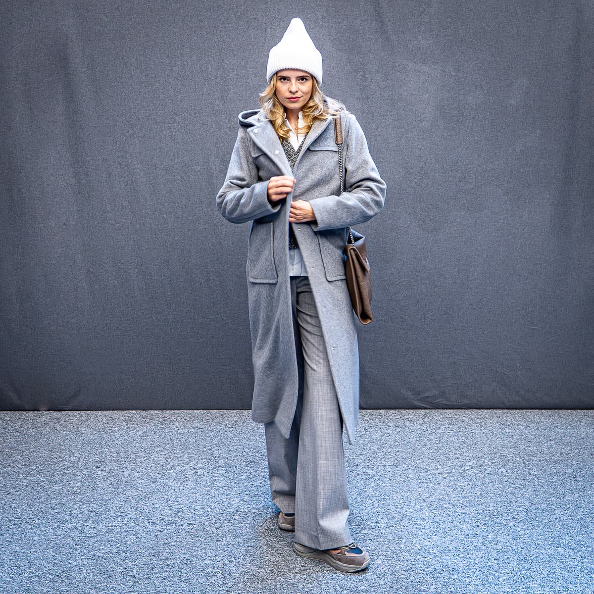 Cashmere hooded coat