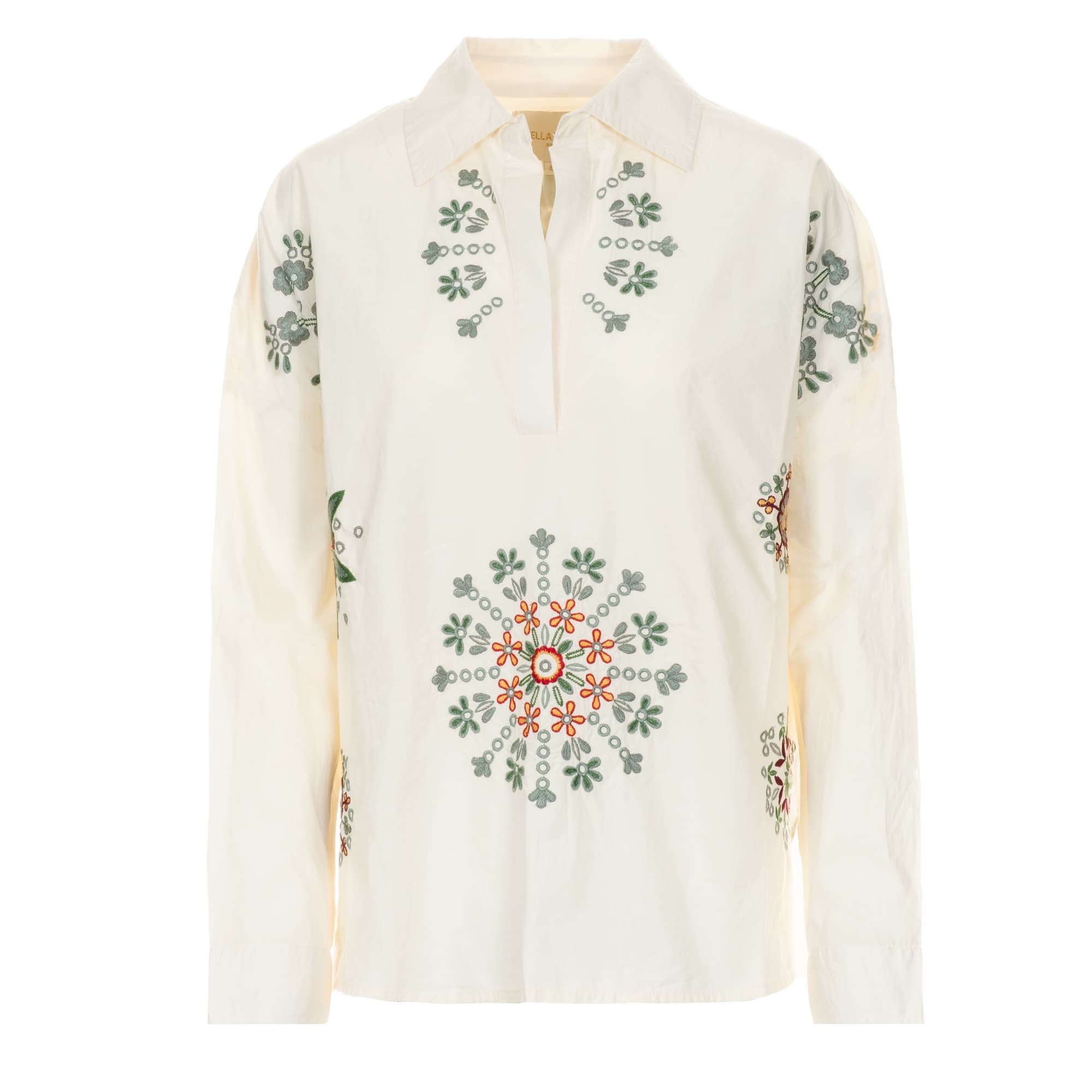 Blouse with floral embroidery