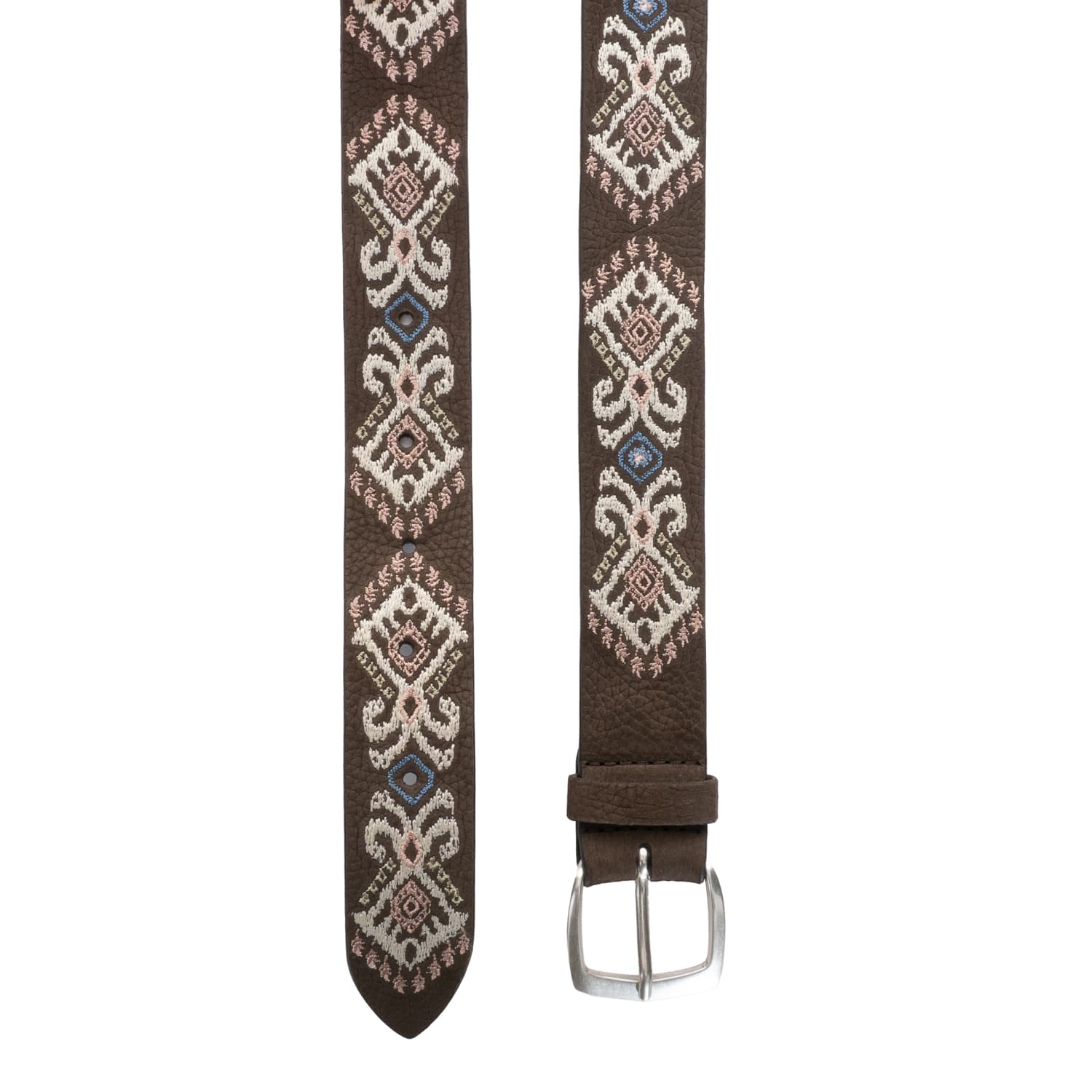 Embroidered Suede Belt