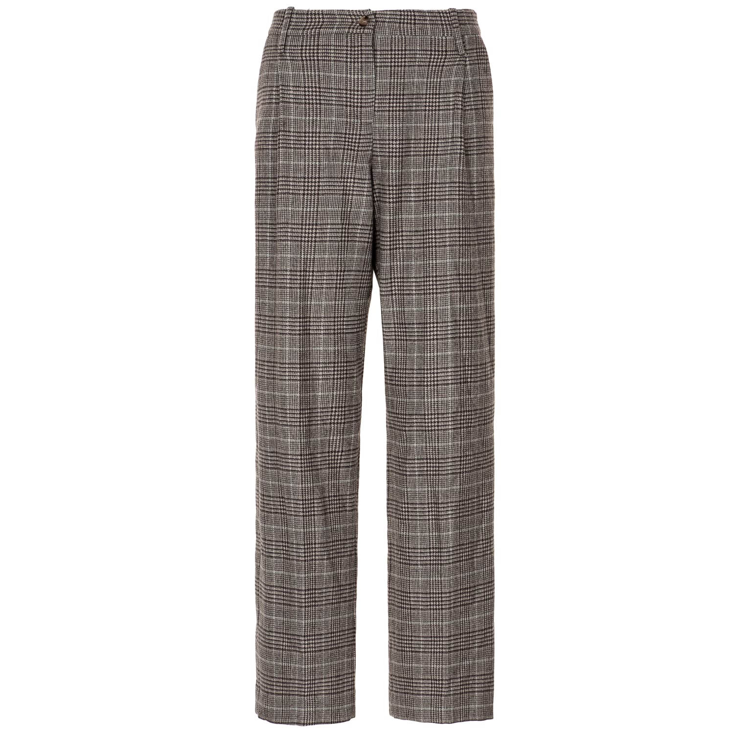 Kiltie Wide Leg Trousers Ginger Beige Checked