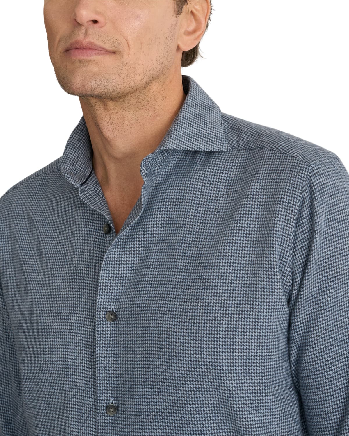 Casual Houndstooth Flannel Shirt