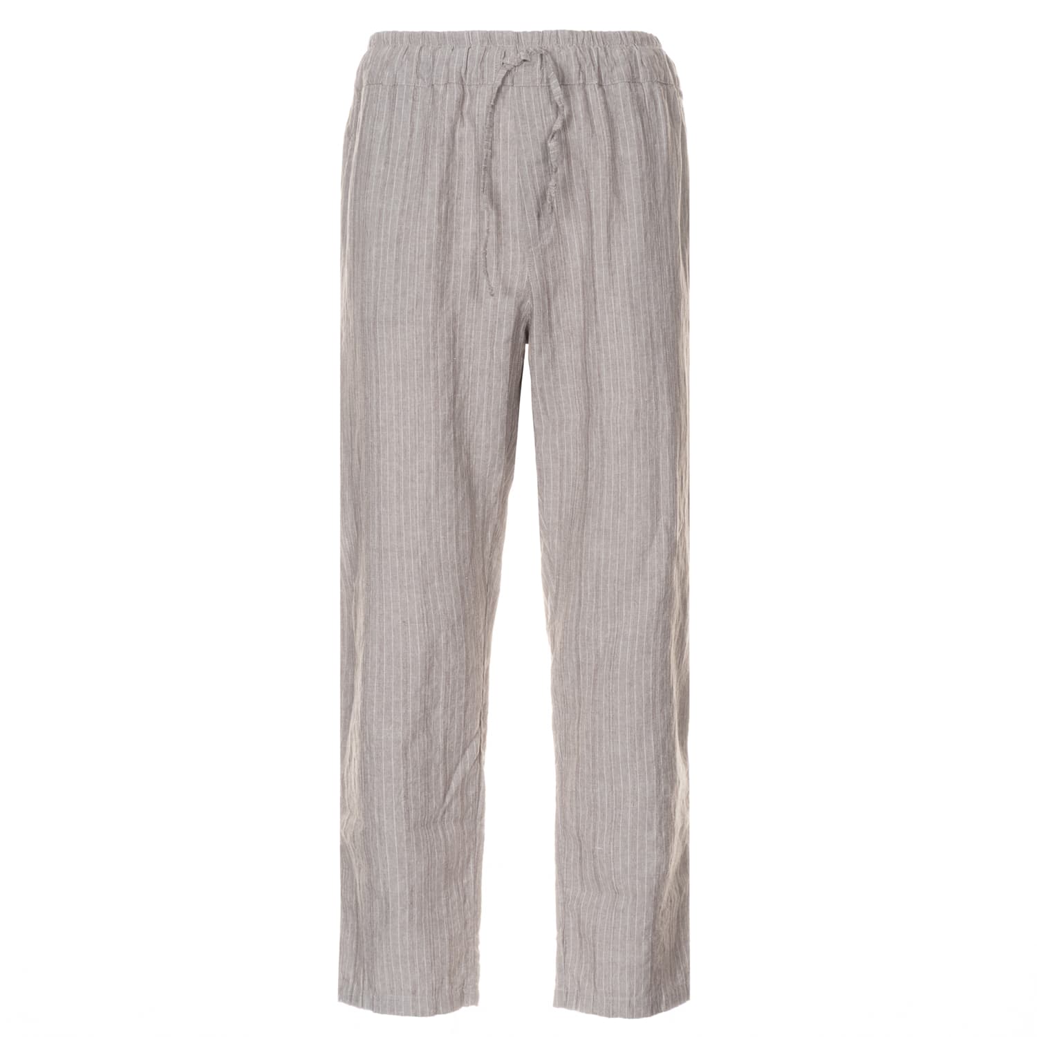 Linen-cotton pants with stripes
