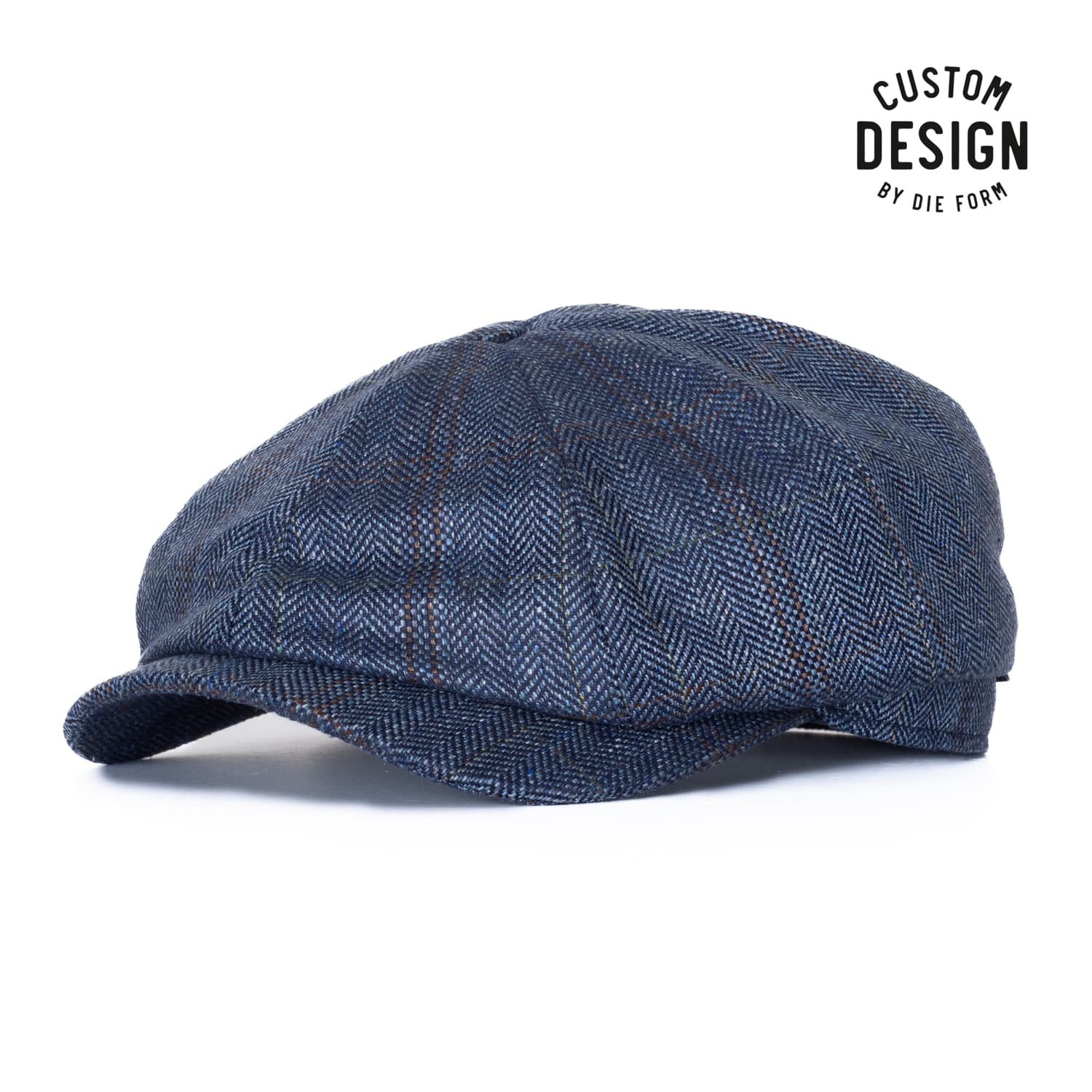 Newsboy Classic Cap Silk Herringbone Blue