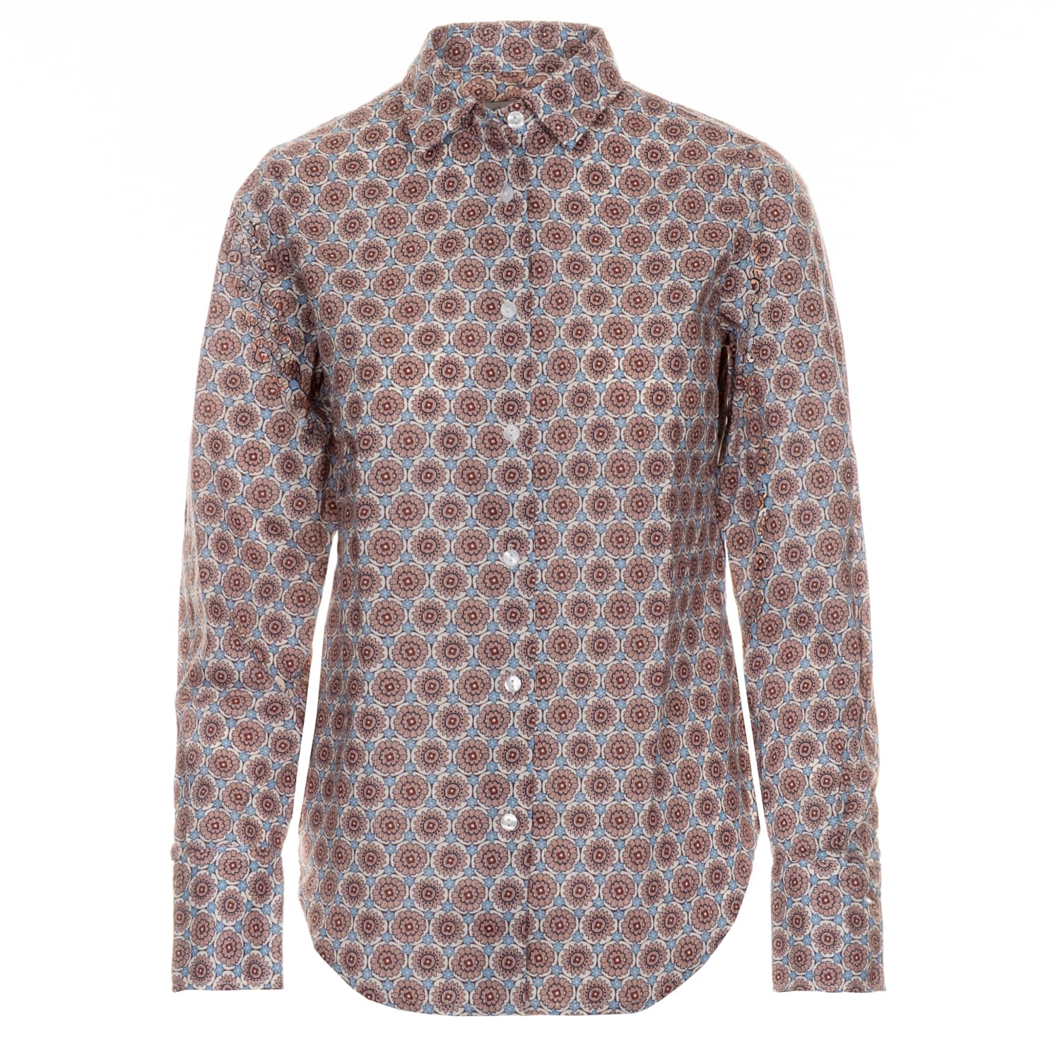 Retro Print Cotton Blouse