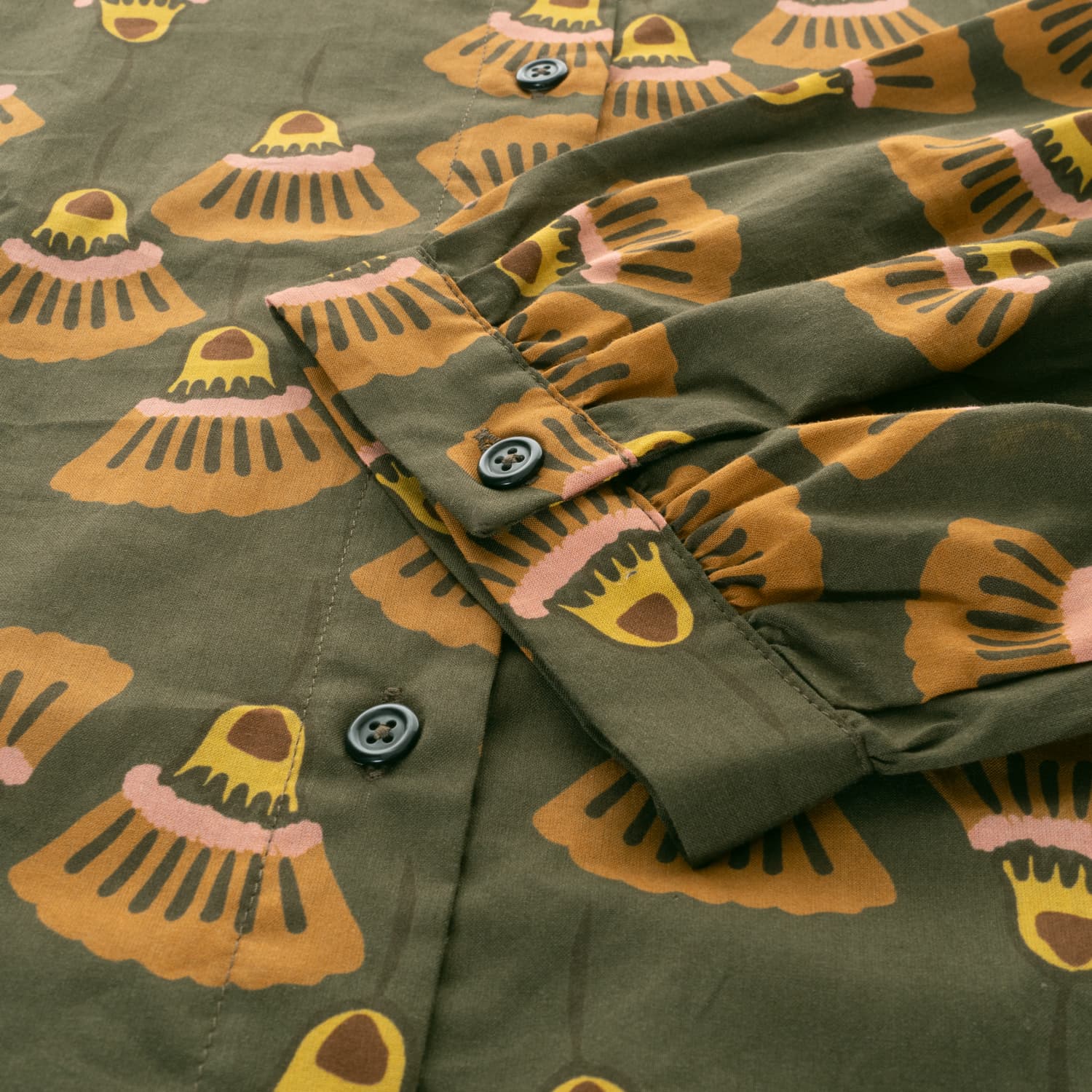 Cotton Blouse Allover Print Olive