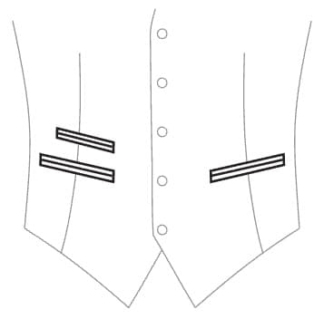 3 piped pockets