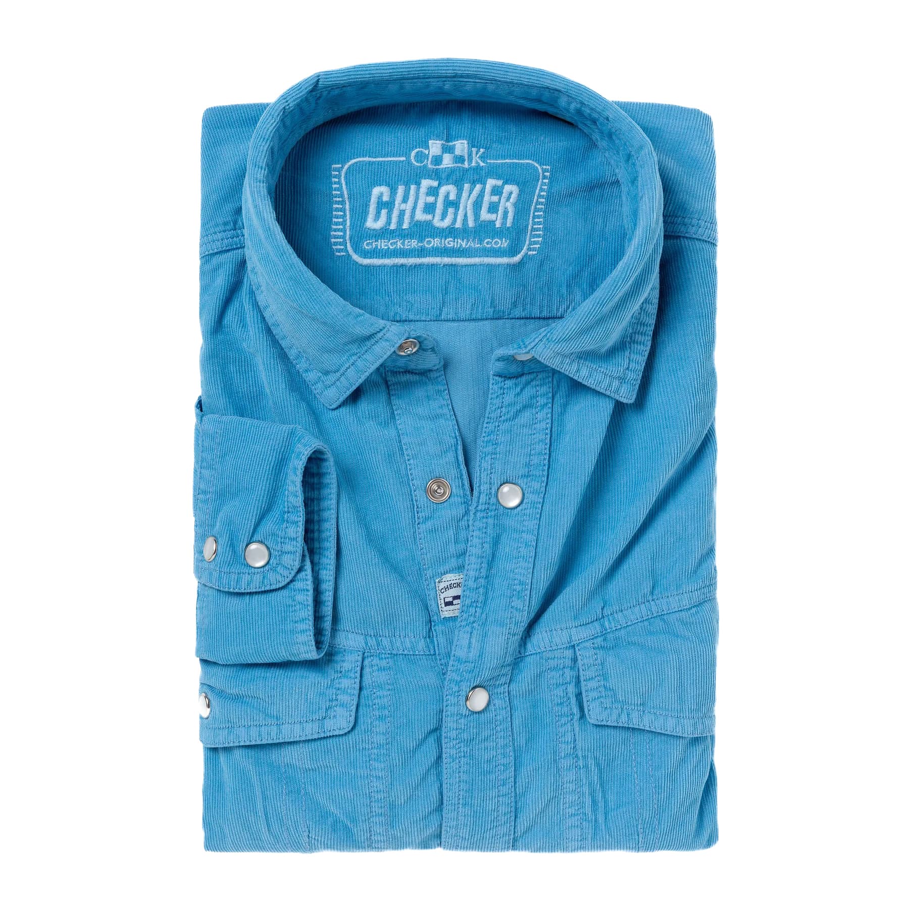 Corduroy Shirt Dynasty Sky Checker-Cordhemd-Sky-1 (1 von 3)