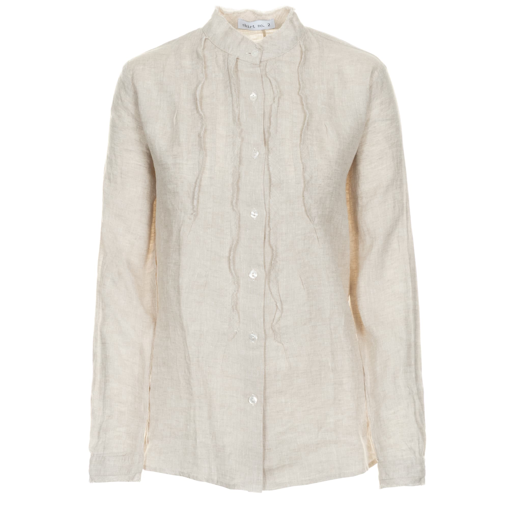 Linen Blouse with Stand-up Collar Linen Blouse with Stand-up Collar