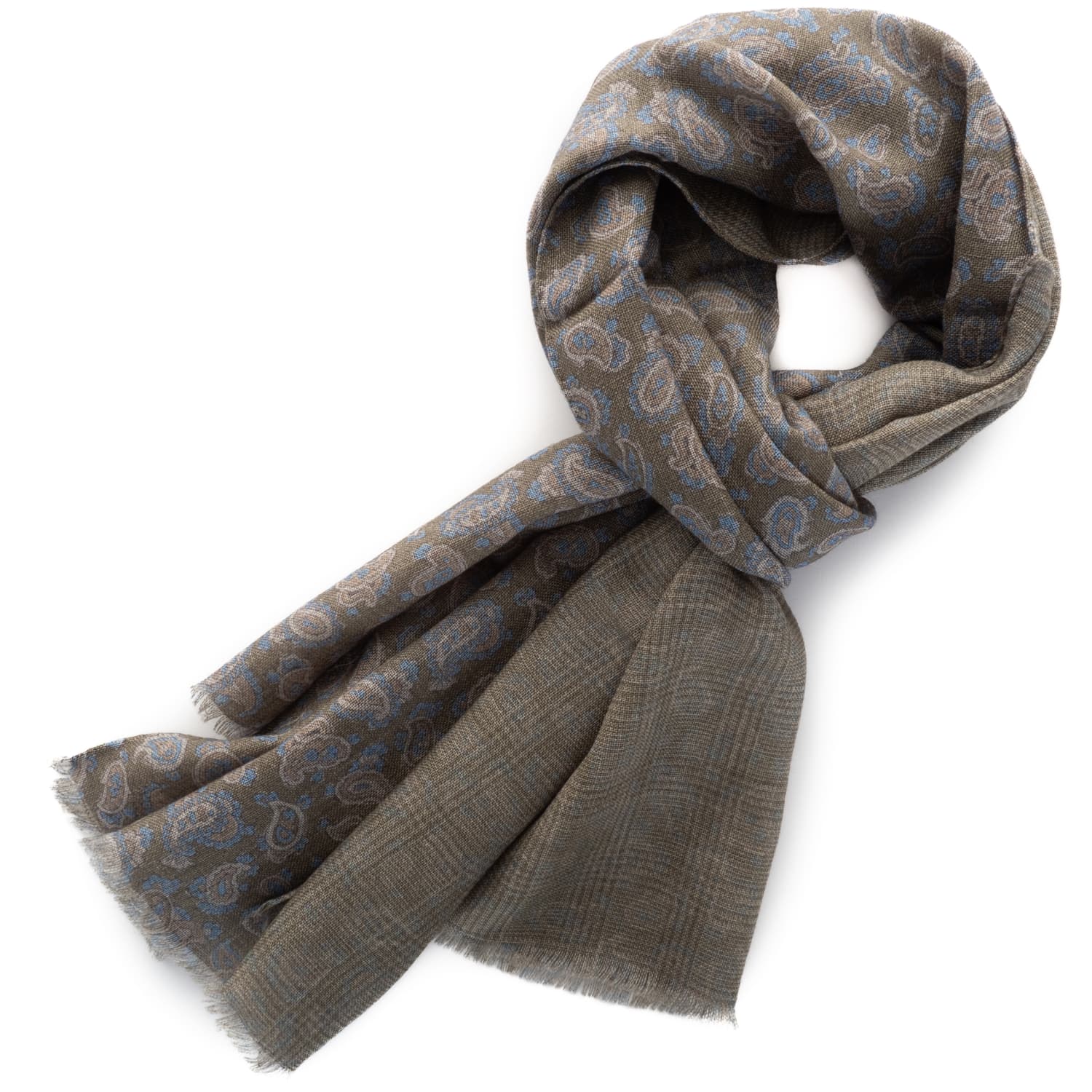 Scarf olive paisley