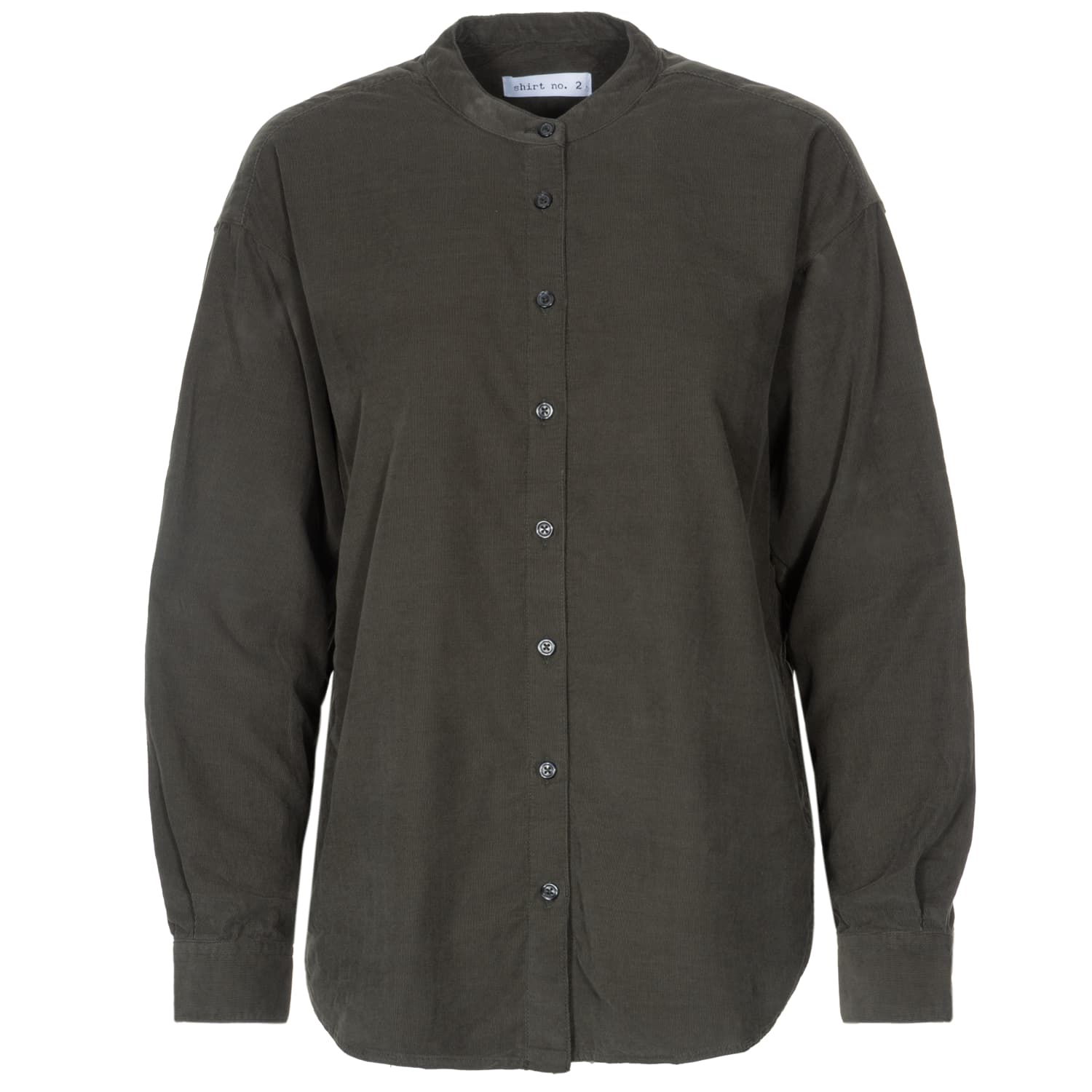 Fine Corduroy Blouse with Stand Collar