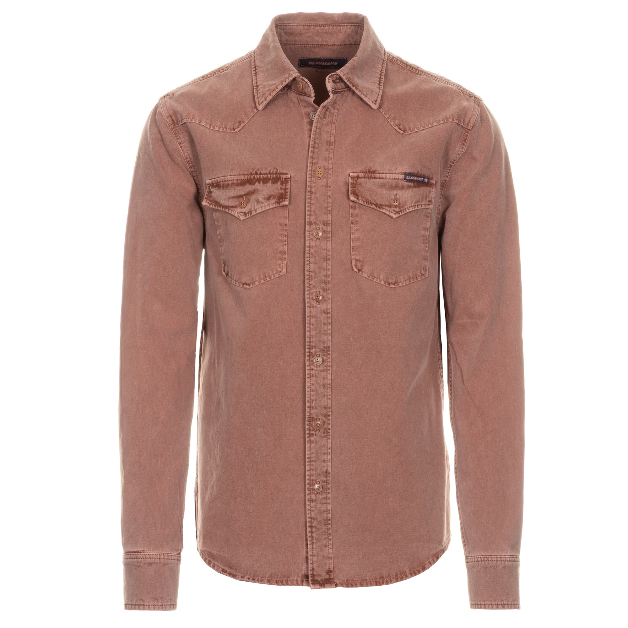 Slim-fit washed denim shirt