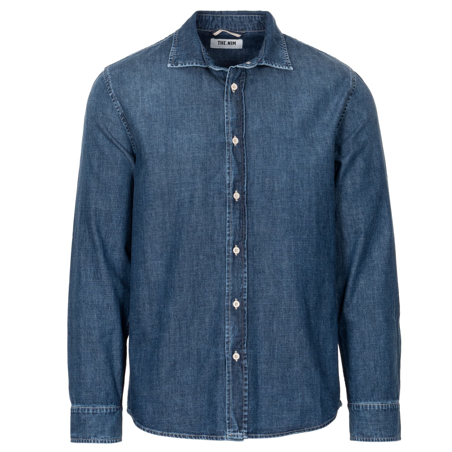 Denim Shirt French Collar Stone Washed