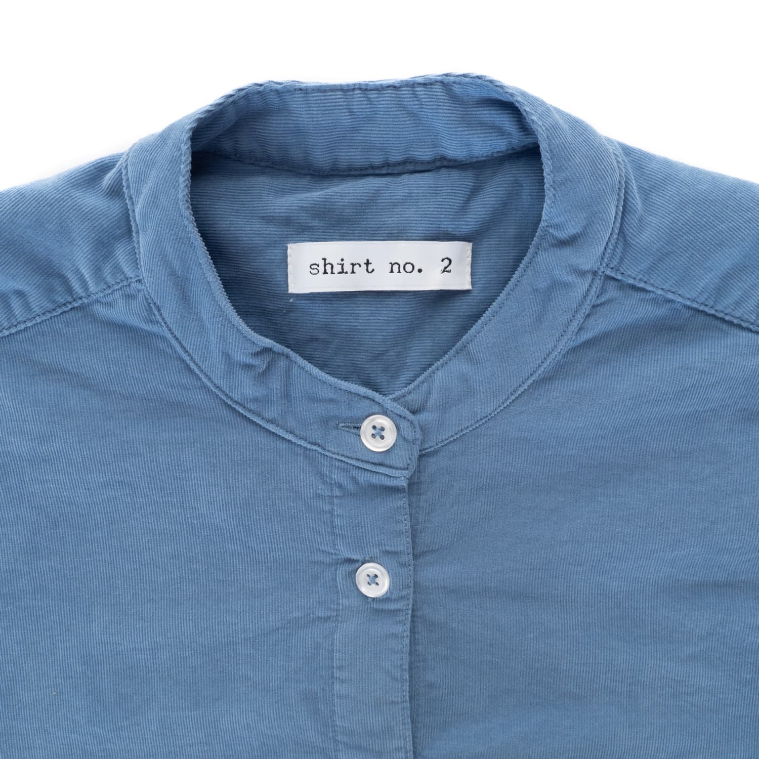 Fine Corduroy Blouse with Stand Collar