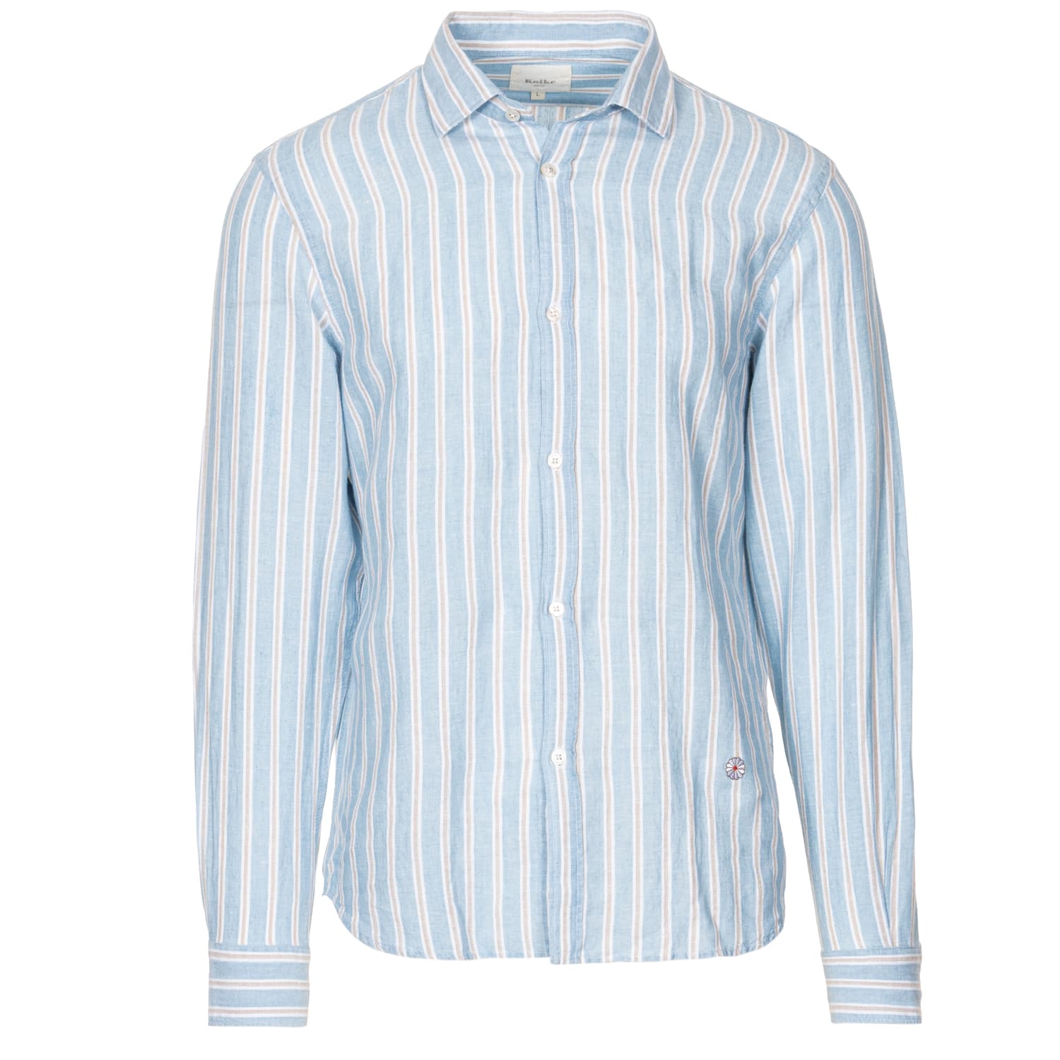 Shirt blue-beige striped