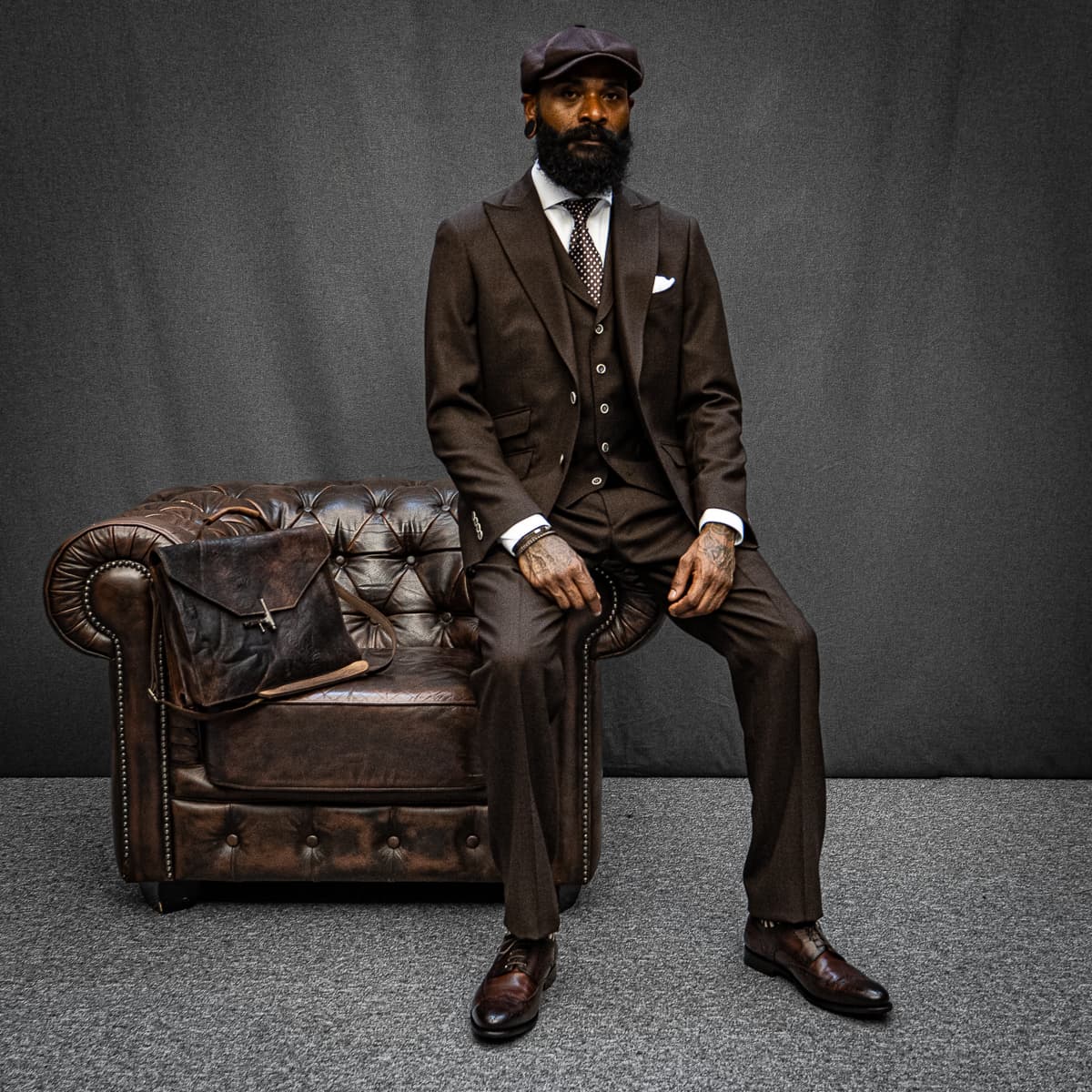 Virgin Wool Suit Brown
