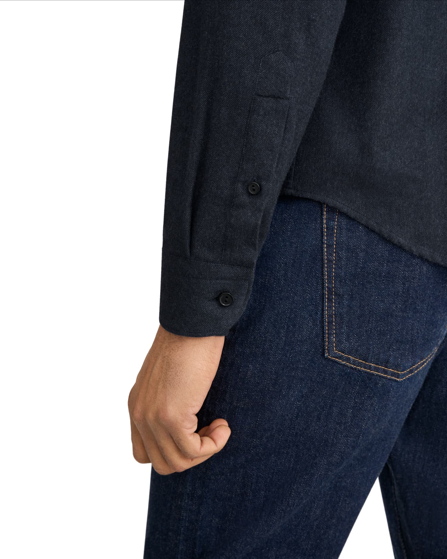 Solid Flannel Shirt Causal Fit