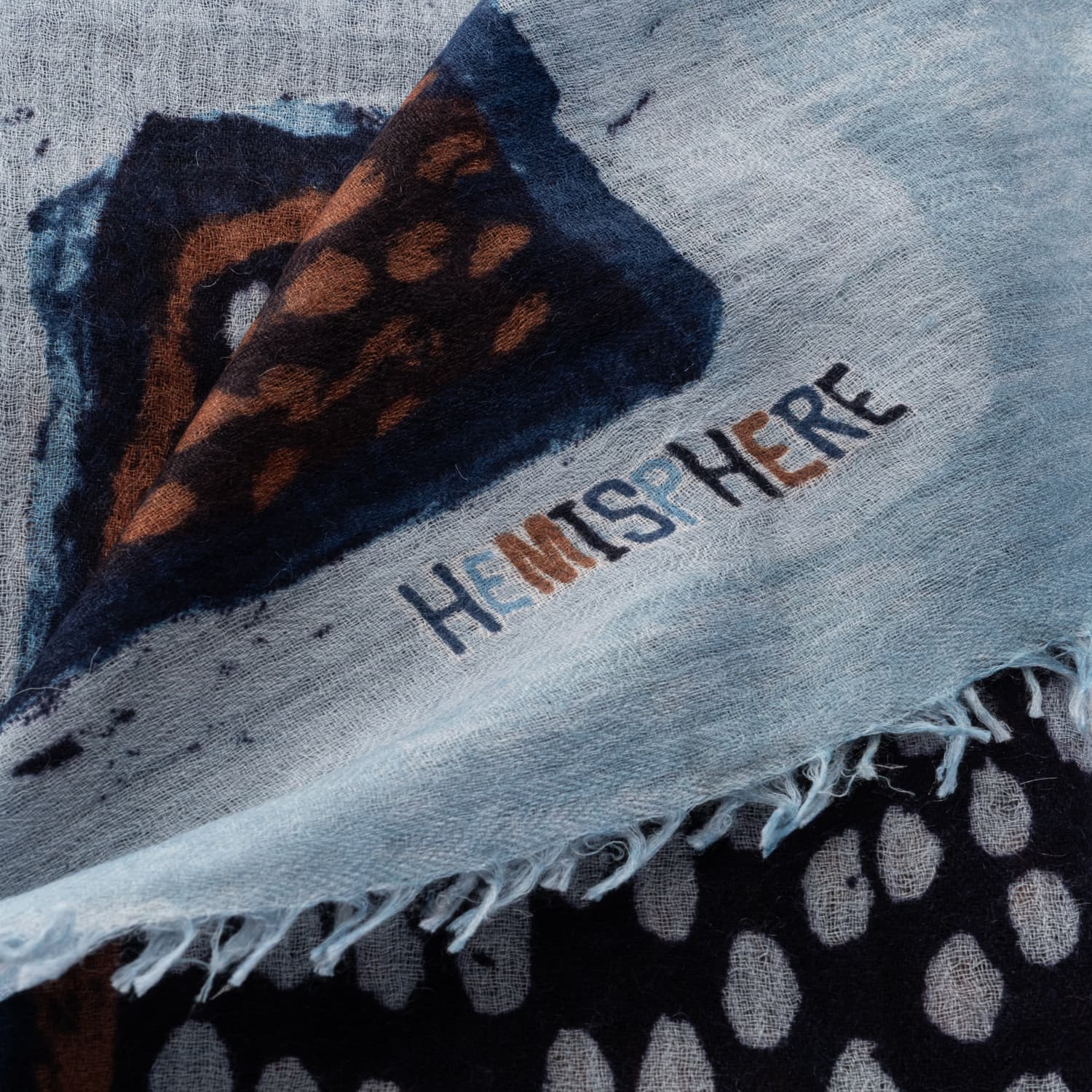 Wool Scarf Blue Patterned