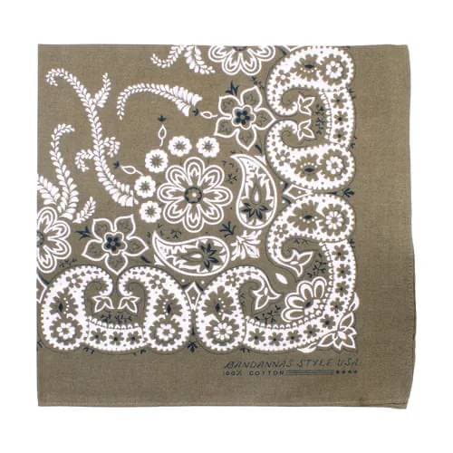 Cotton Paisley Bandana olive