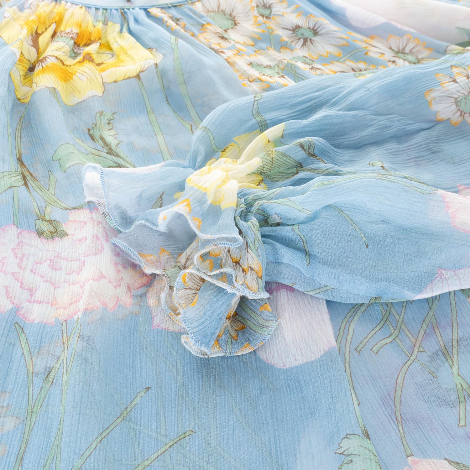 Light Blue Floral Viscose Blouse
