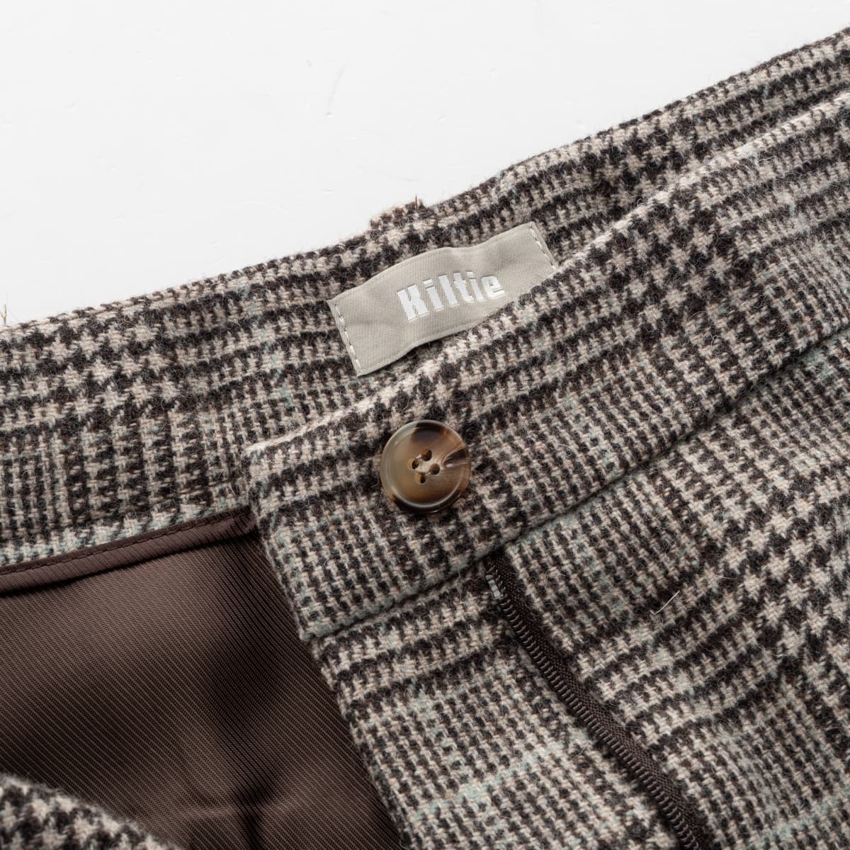 Kiltie Wide Leg Trousers Ginger Beige Checked