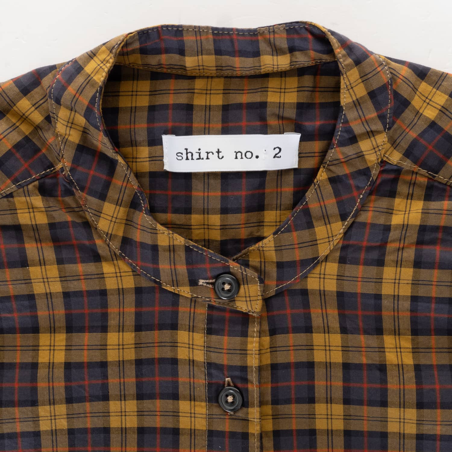 Cotton Blouse Stand Collar Checkered