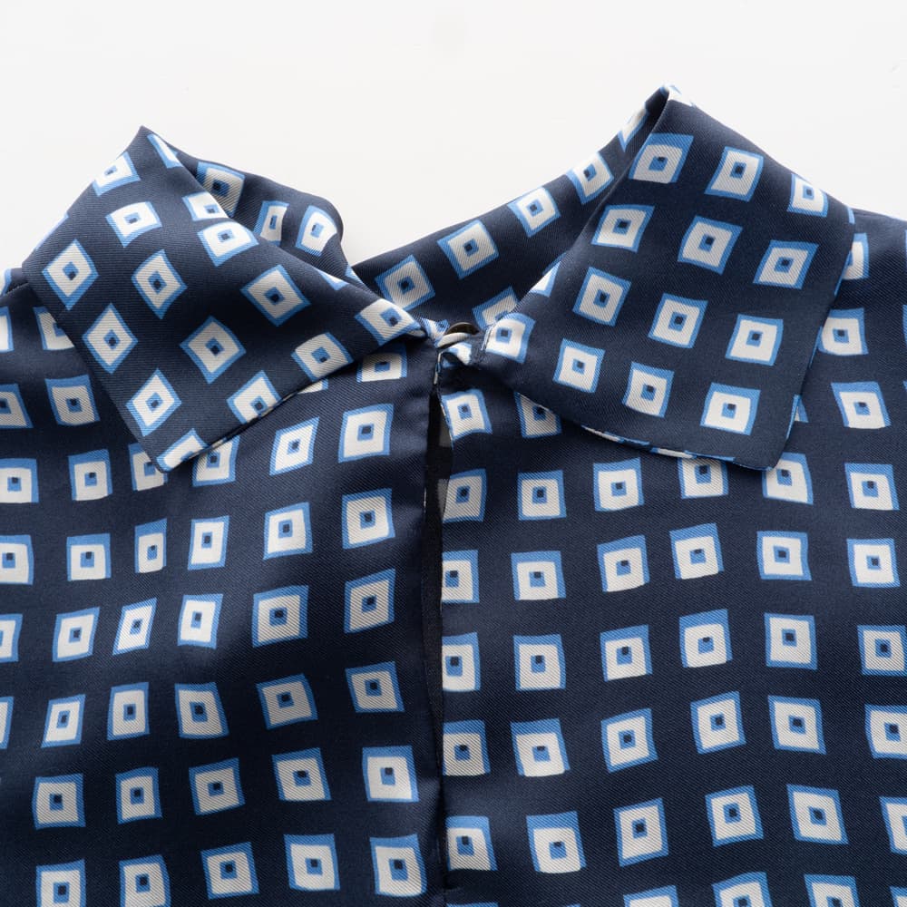 Silk Blouse with Geometric Pattern