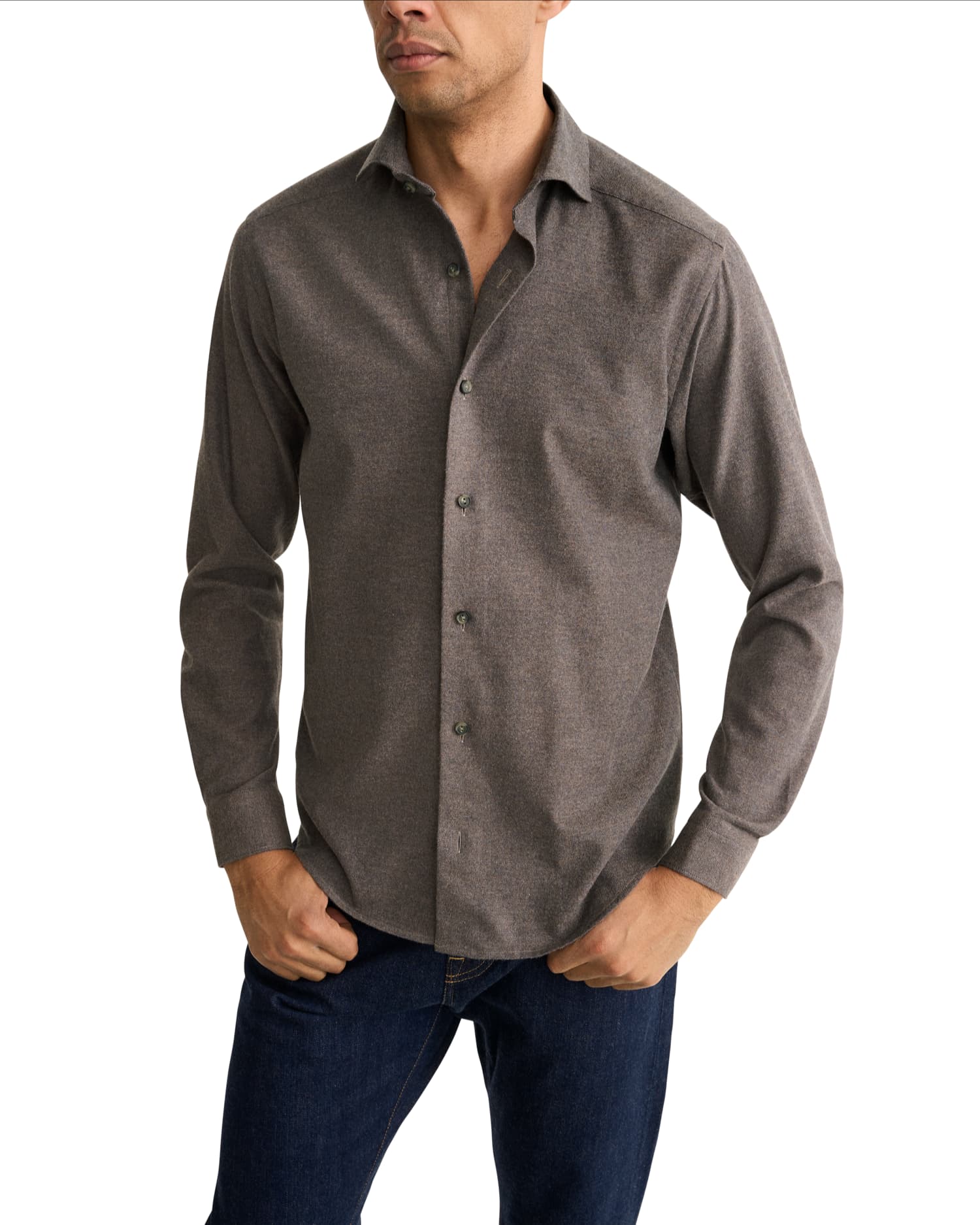 Solid Flannel Shirt Causal Fit