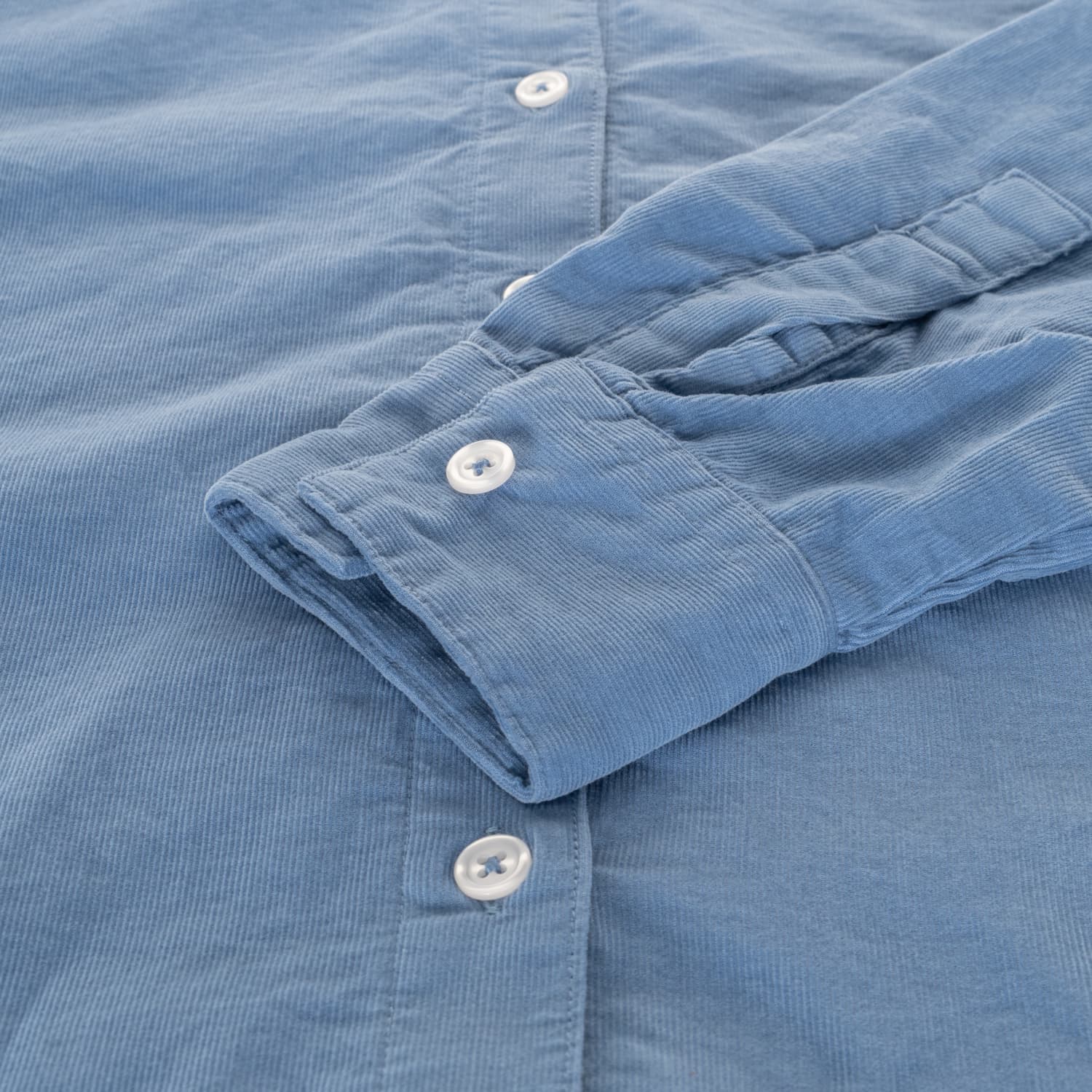 Fine Corduroy Blouse with Stand Collar